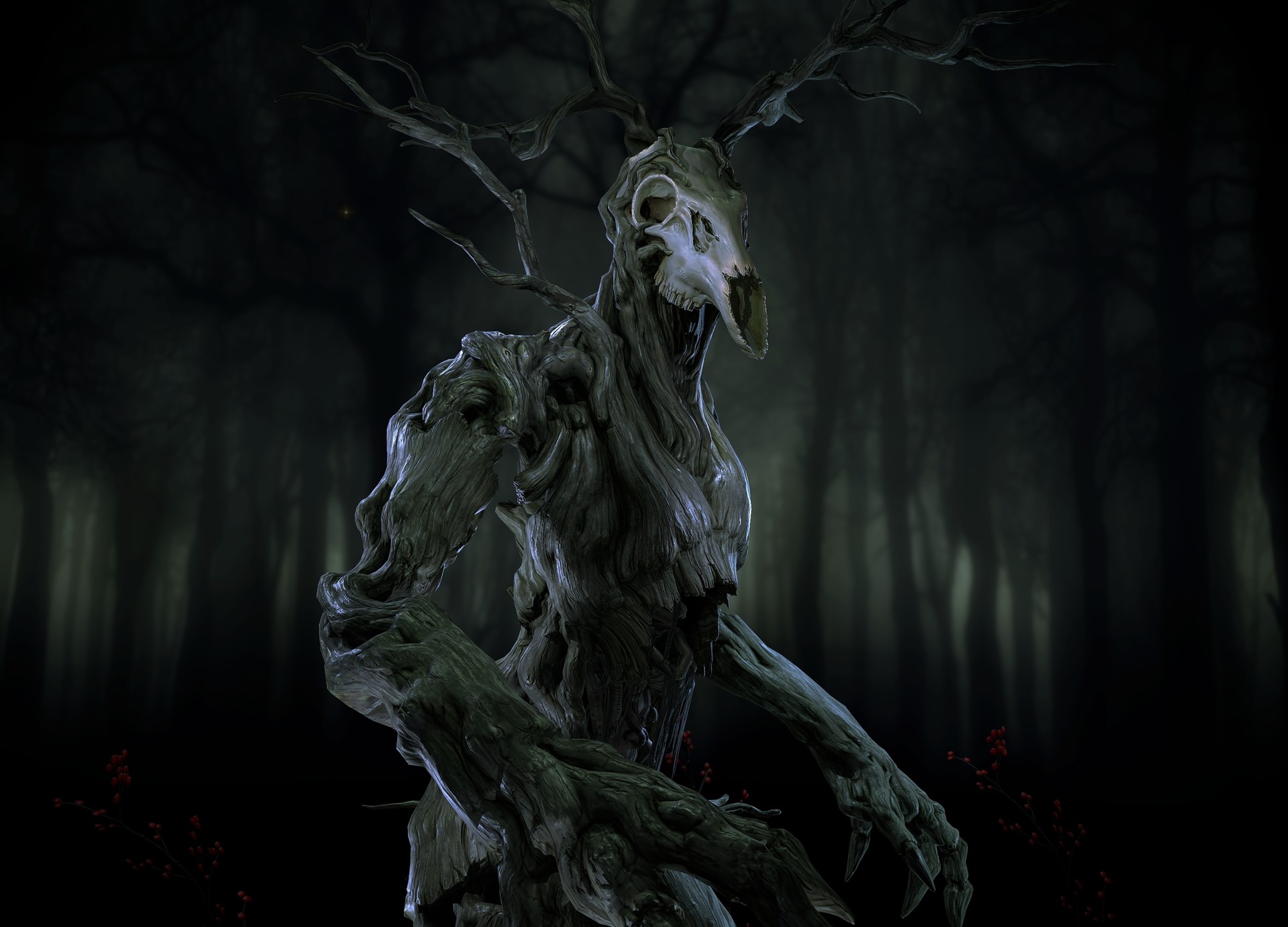 3D Digital Art Night Nightmare Trees Shadeocai I Mourn The Witcher The Witcher 3 Wild Hunt 1920x1382