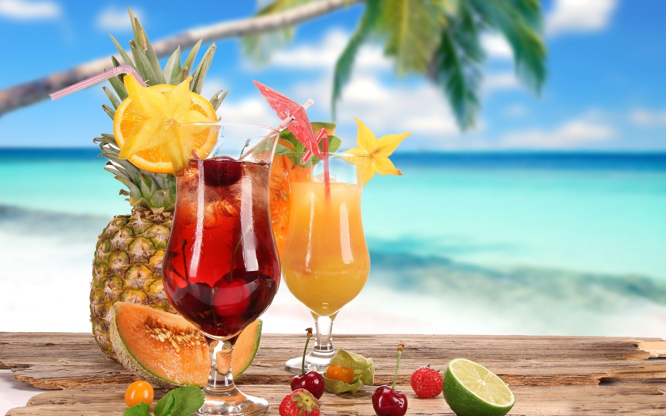 Cocktails Drinking Glass Pineapples 2560x1600