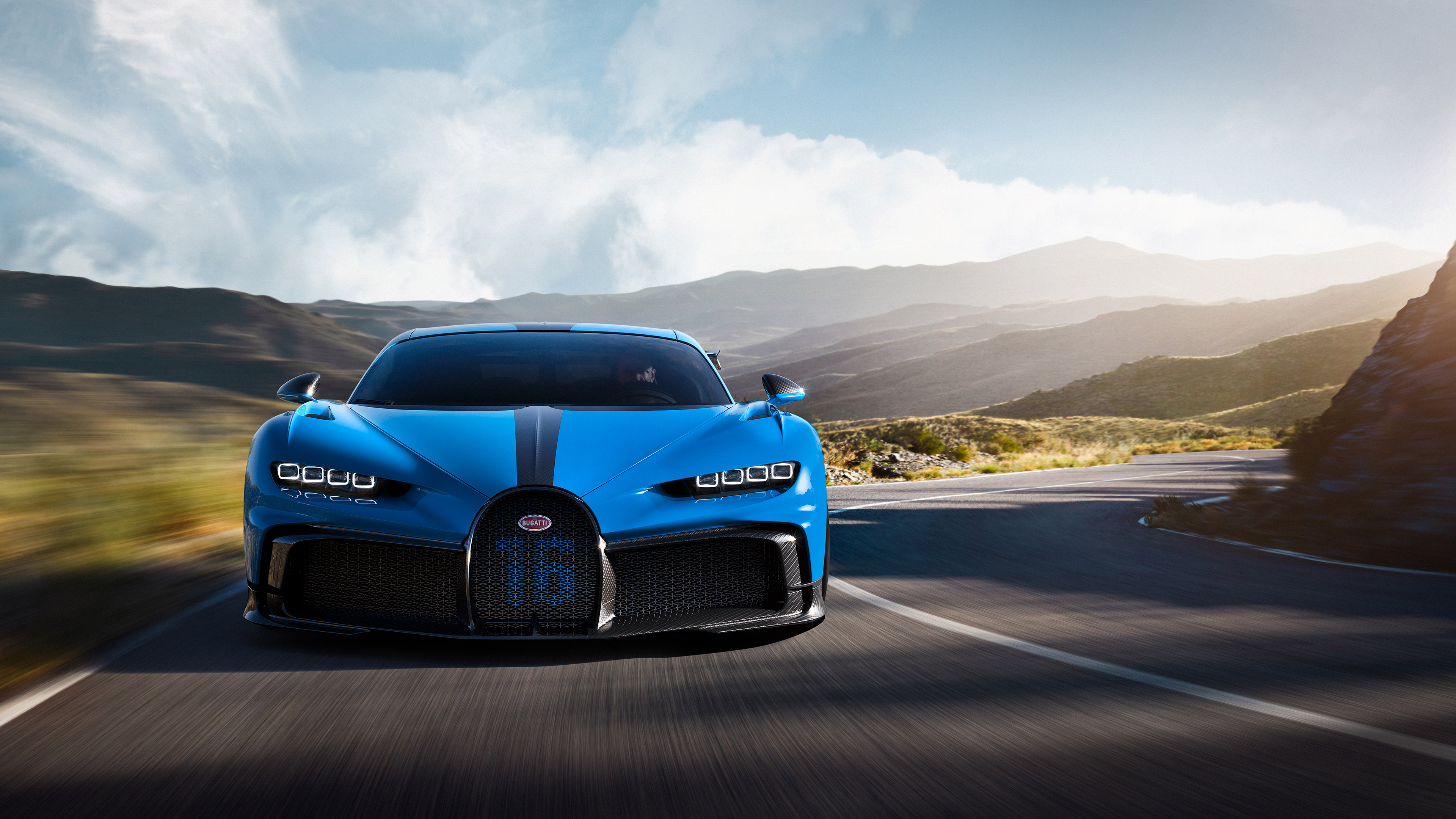 Bugatti Chiron Pur Sport Car Vehicle Supercars Road Motion Blur Frontal View 3840x2160