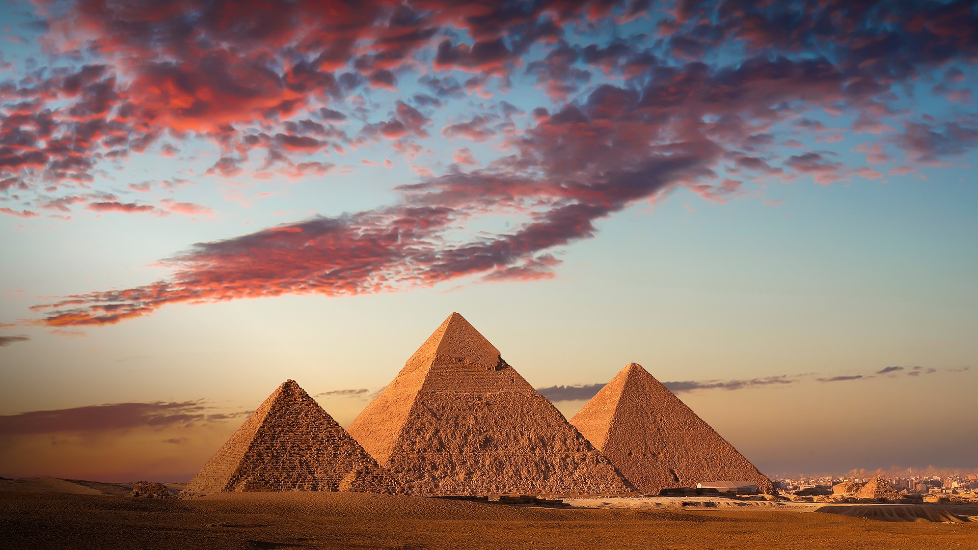 Sky Clouds City Pyramid Sunset Pyramids Of Giza Cairo Egypt Architecture 1920x1080