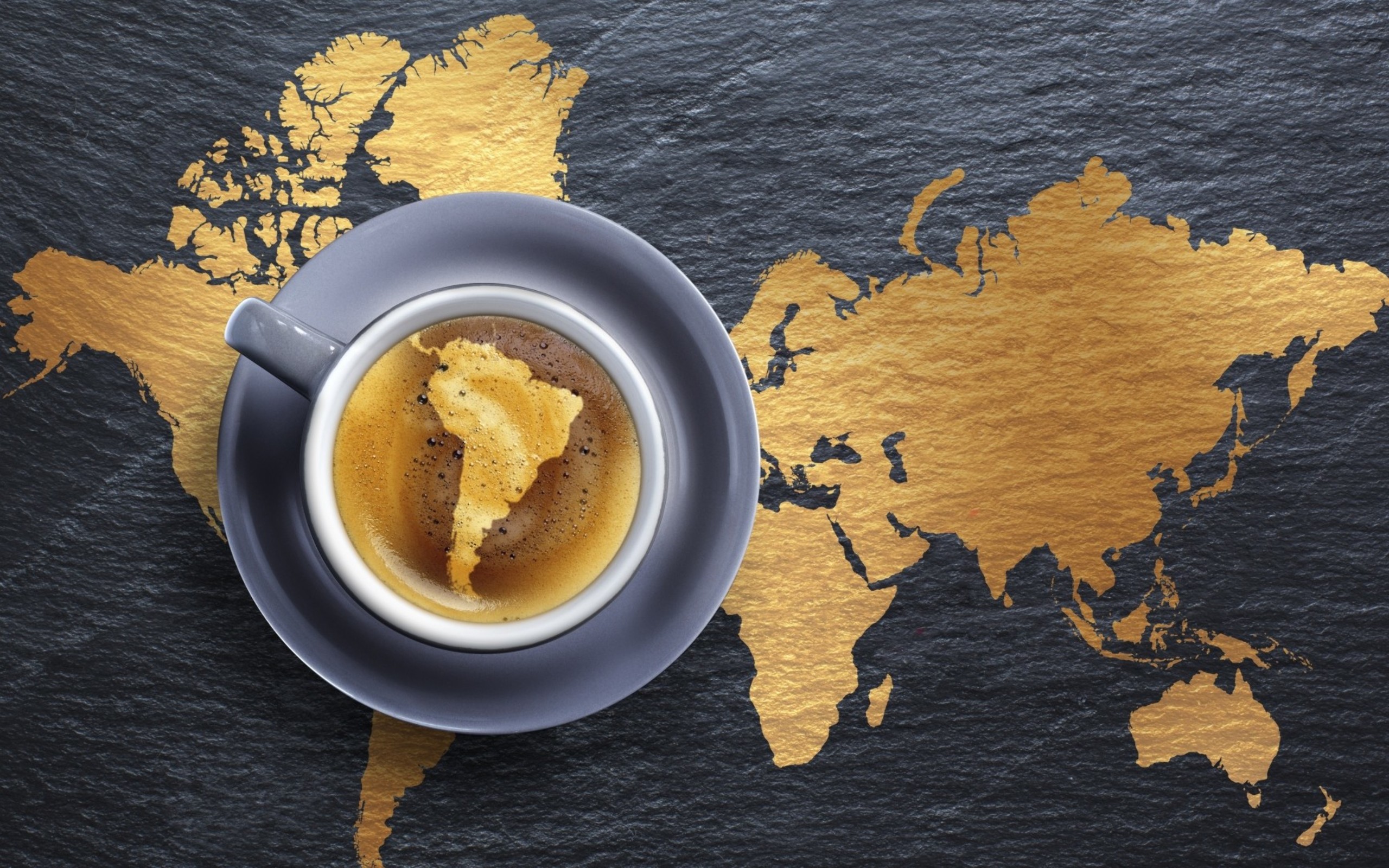 World Map Coffee Earth South America Africa Europe Asia Australia North America New Zealand 2560x1600