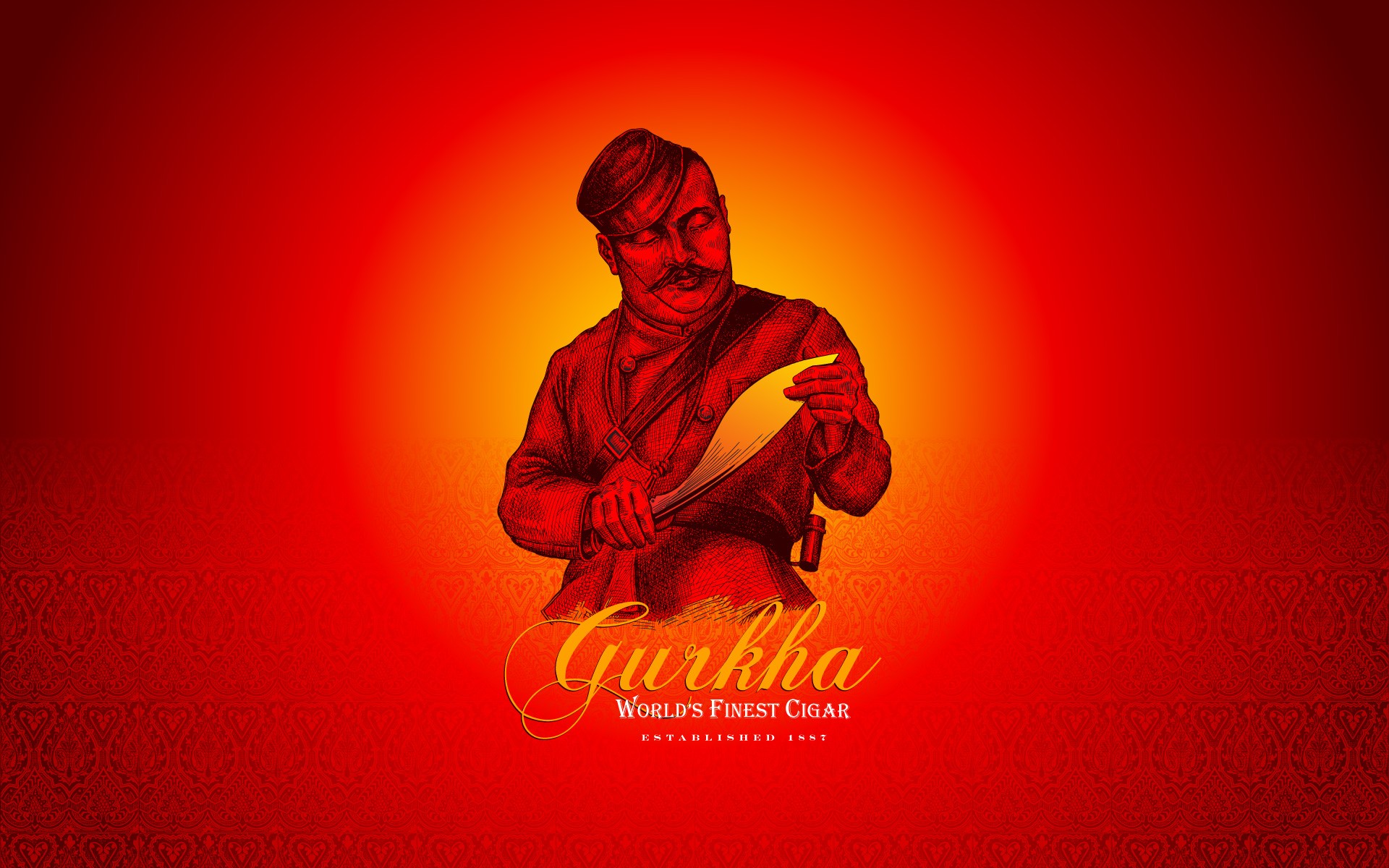Cuban Cigars Red Mustache Simple Red Background 1920x1200