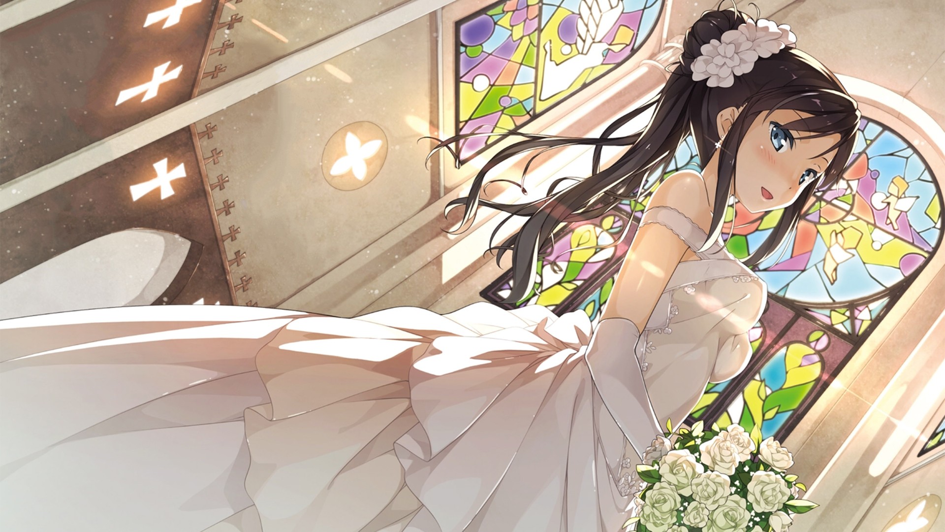 Anime Anime Girls Long Hair Wedding Dress Tsutsukakushi Tsukushi Hentai Ouji To Warawanai Neko 1920x1080
