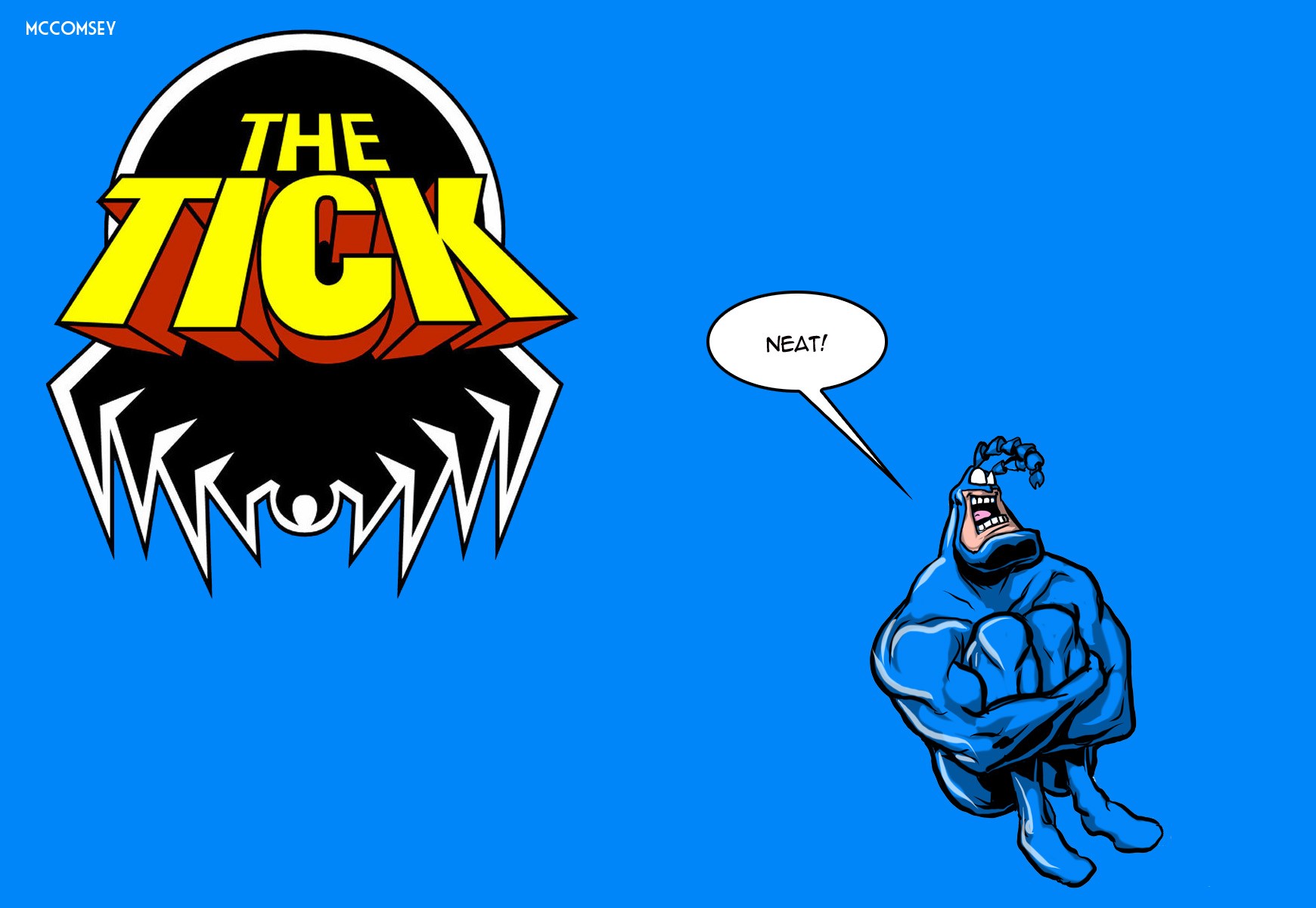 The Tick Comic Art Blue Background 1740x1200