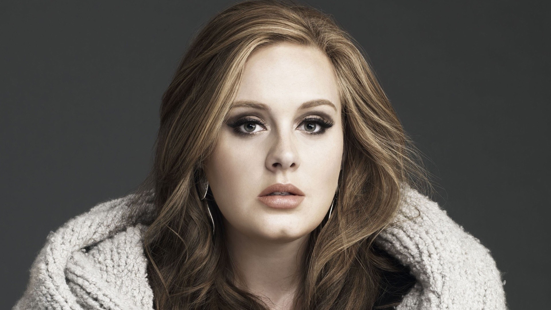 Adele Singer Simple Background Long Hair 1920x1080