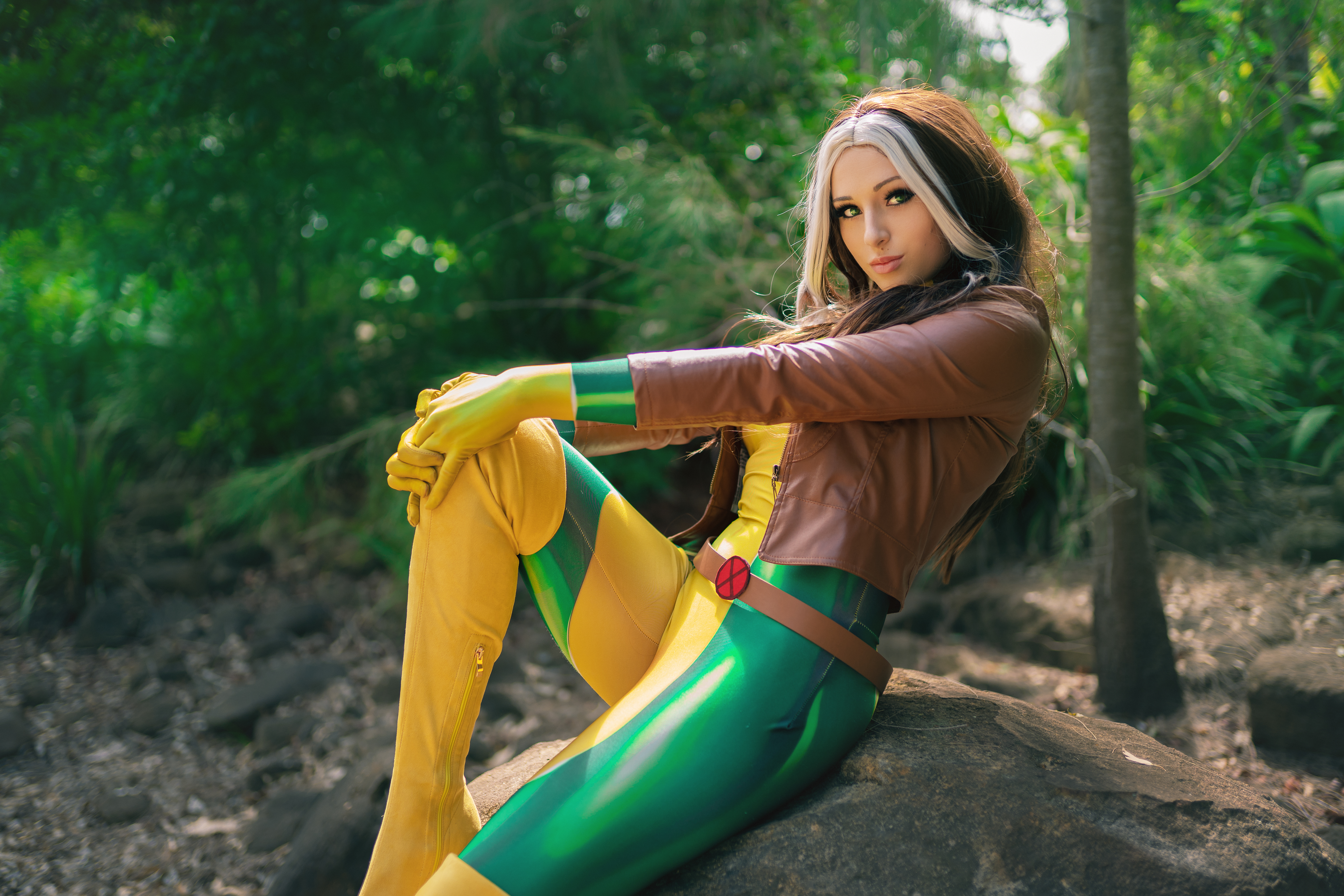 Women Model Long Hair Brunette Looking At Viewer Leather Jackets Brown Jacket Costumes Cosplay Rogue 6000x4000