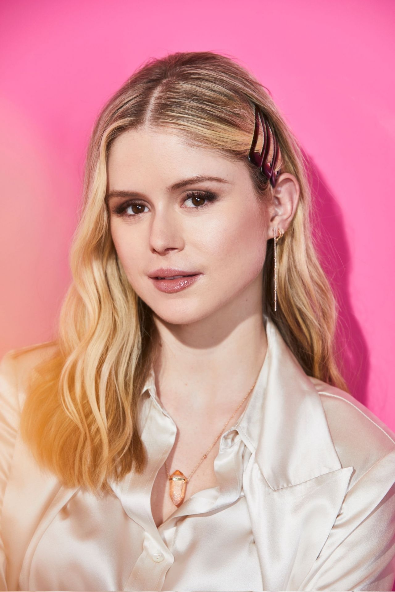 Erin Moriarty Women Blonde Actress Long Hair Simple Background Pink Background 1280x1920