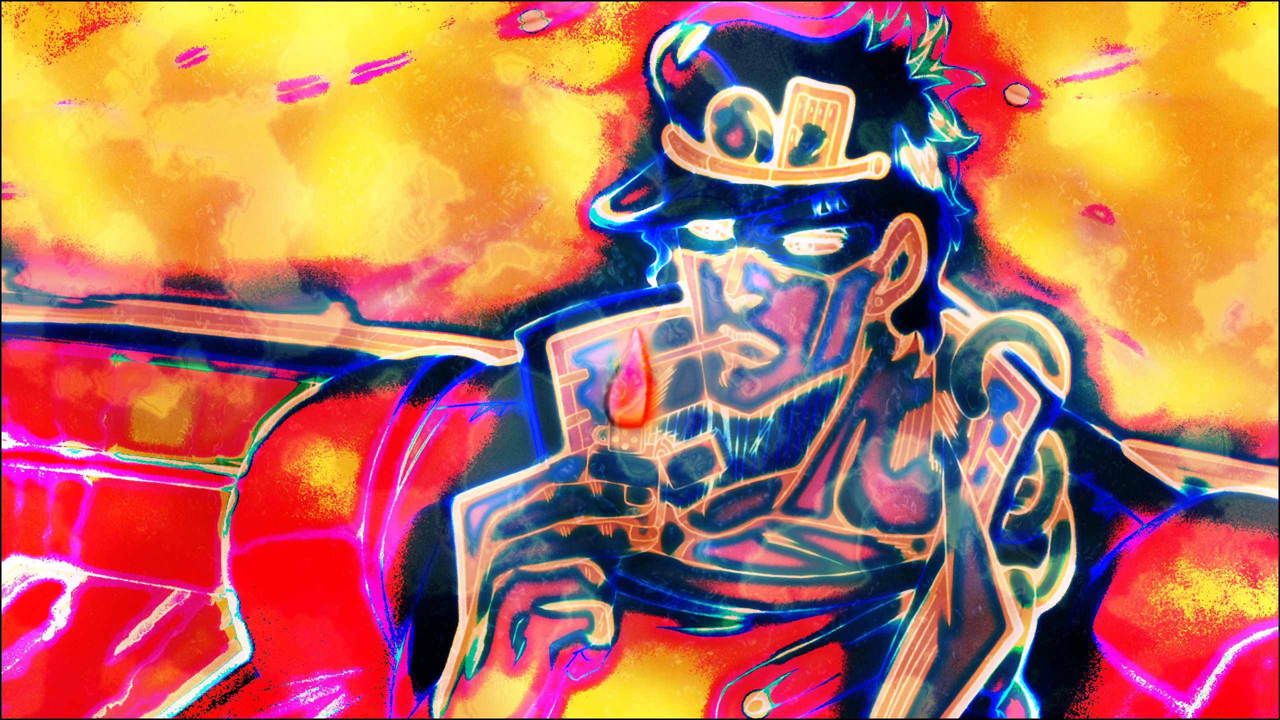 JoJos Bizarre Adventure JoJos Bizarre Adventure Stardust Crusaders Trippy Smoking Jotaro Kujo 2560x1440