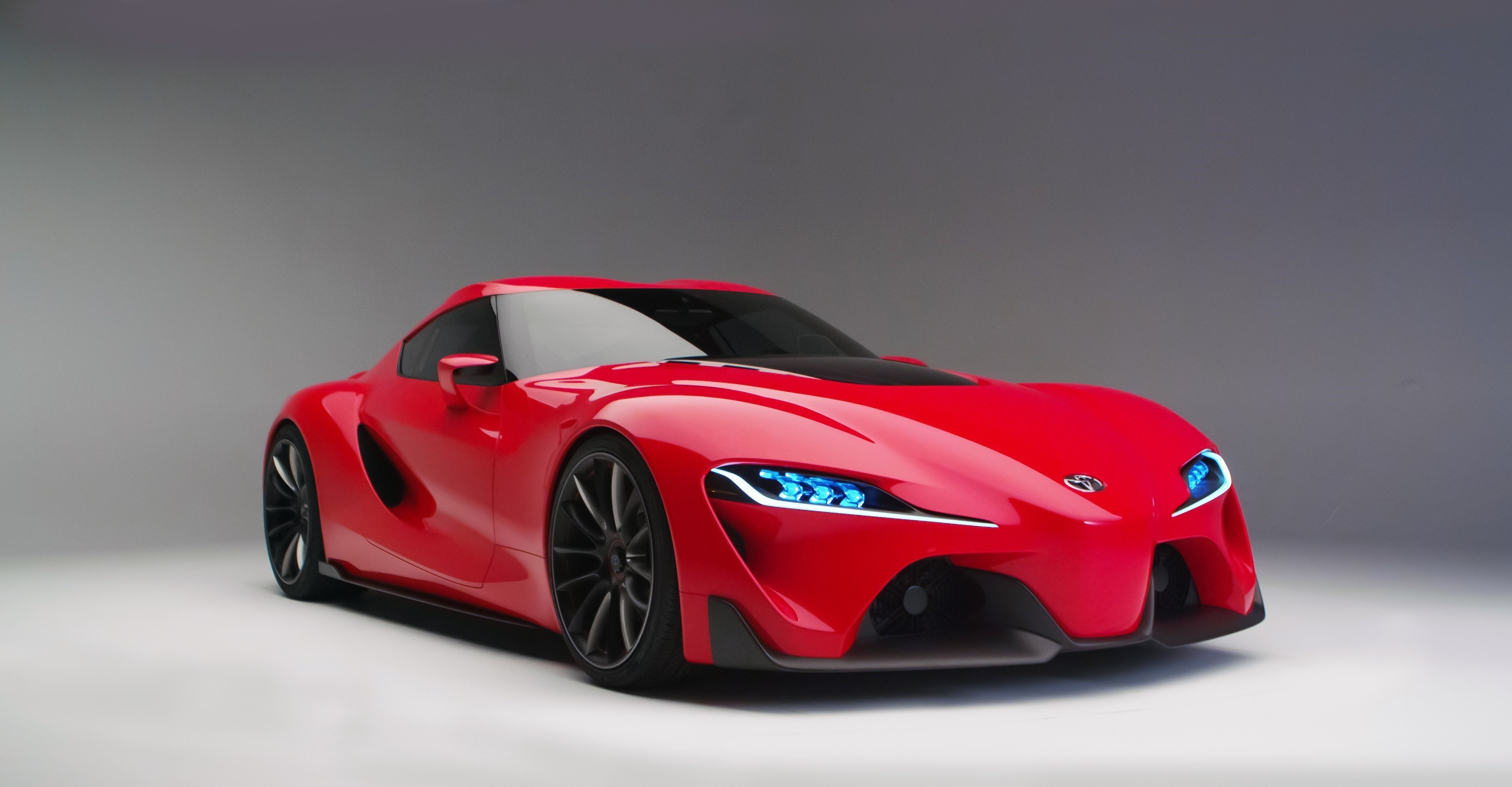 Car Red Cars Vehicle Toyota FT 1 Gray Background 2998x1560