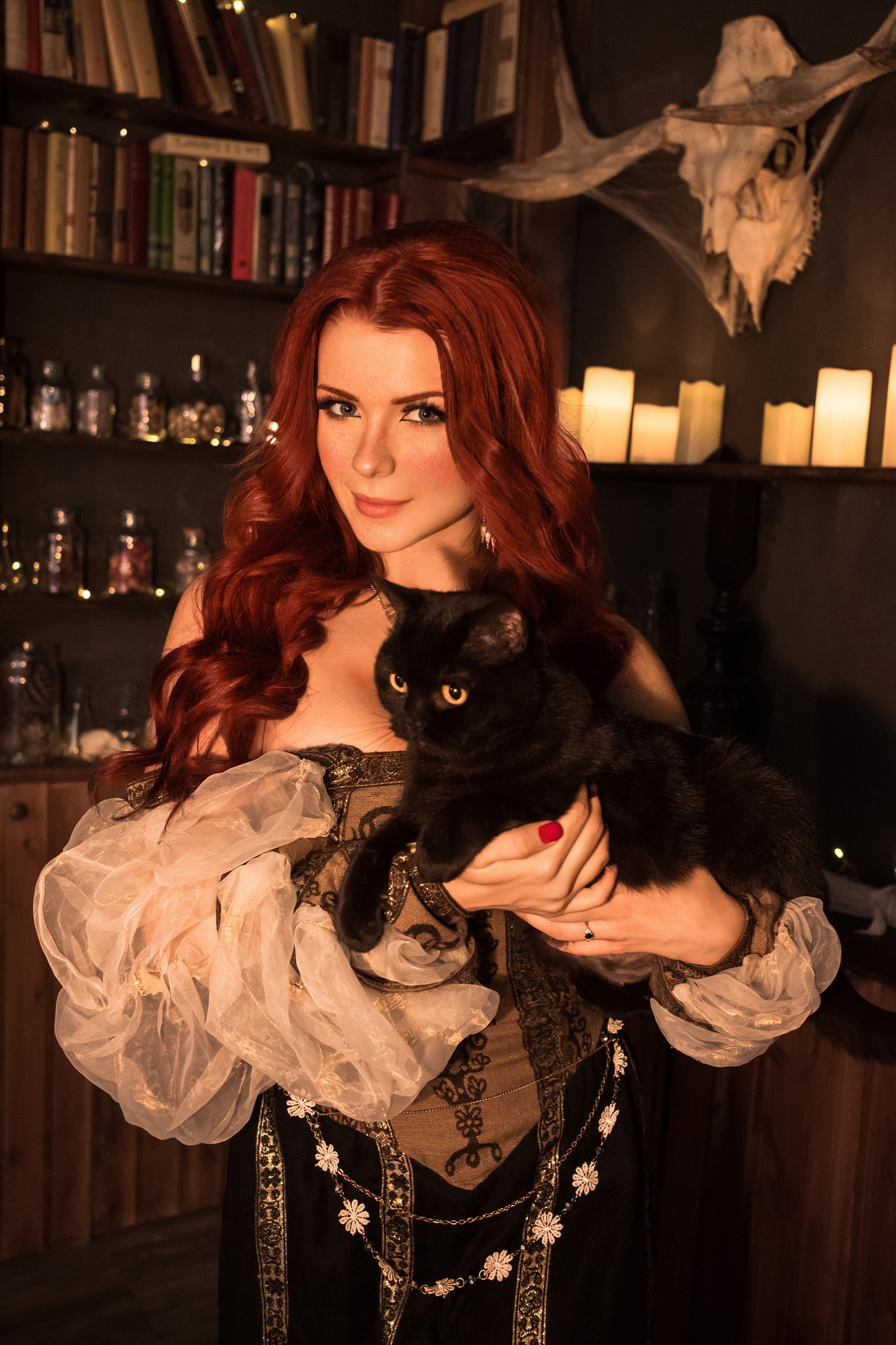 Irina Meier Cosplay Women With Cat 1440x2160