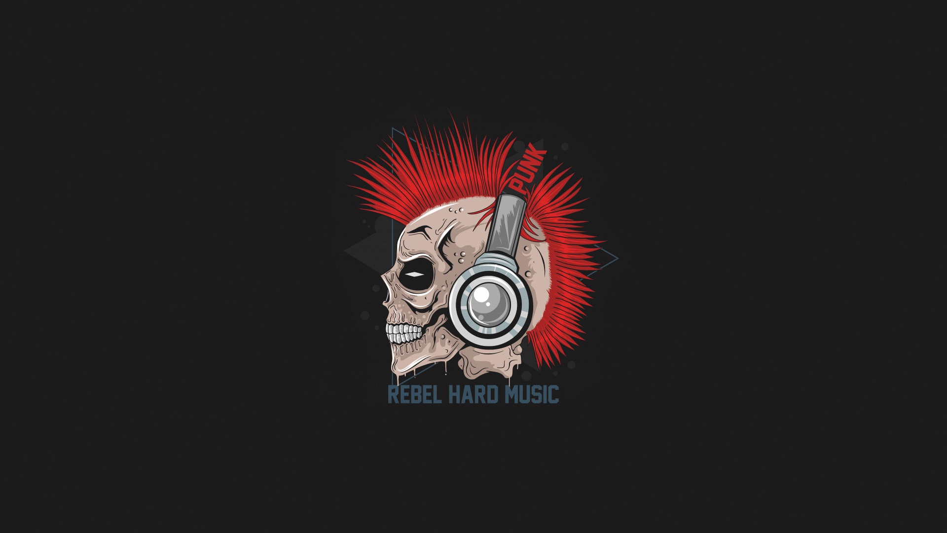 Headphones Skull Artwork Minimalism Punks Simple Background Music Rebel 1920x1080