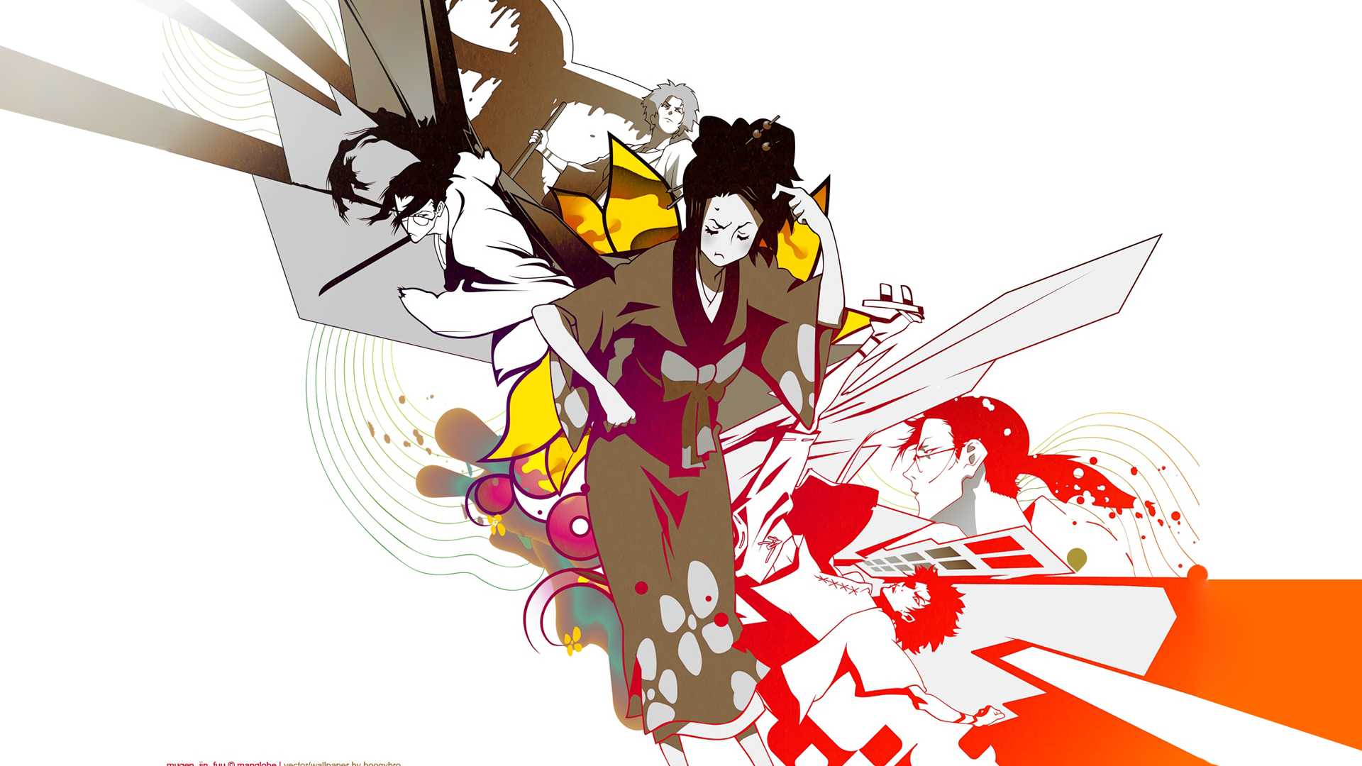 Samurai Champloo Anime Fuu Illustration Simple Background Mugen Jin 1920x1080