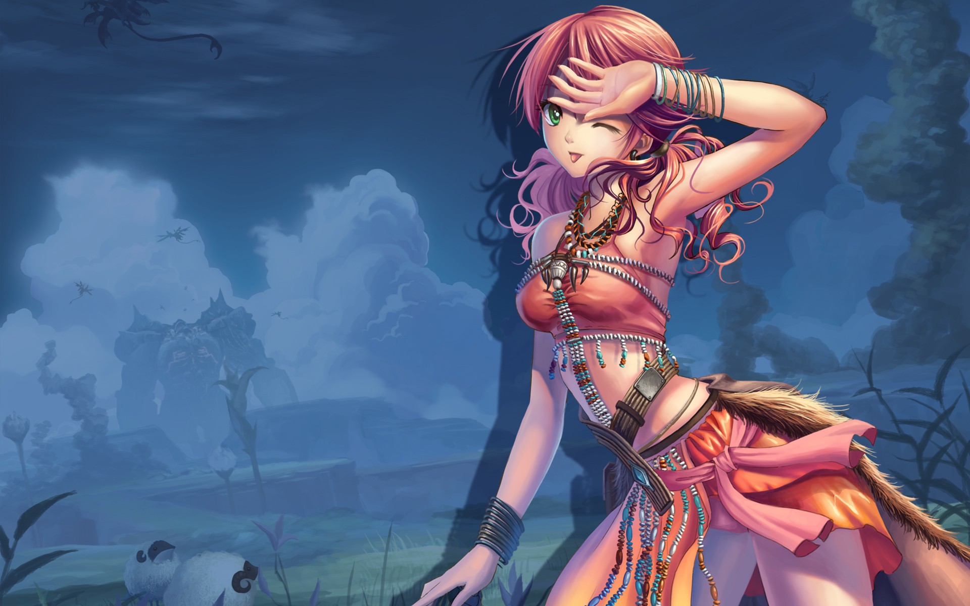 Long Hair Landscape Green Eyes Final Fantasy Oerba Dia Vanille 1920x1200