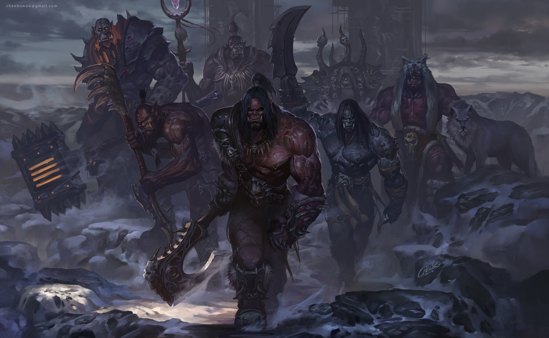 Digital Art Artwork Warcraft World Of Warcraft Video Games Chenbo Orcs Grommash Hellscream World Of  1920x1183