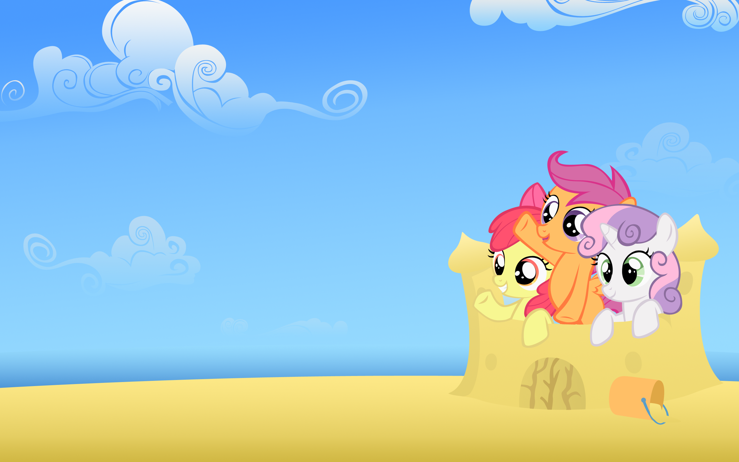 My Little Pony Sweetie Belle Sky Sand Clouds Blue Yellow 2560x1600