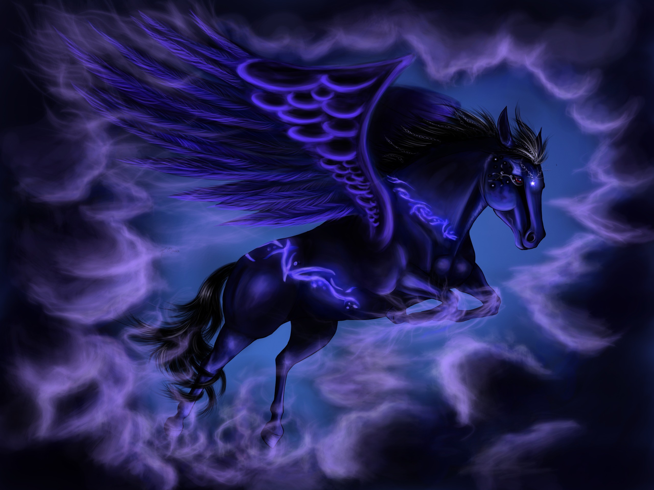 Artistic Horse Wings Pegasus Purple Cloud 2560x1920