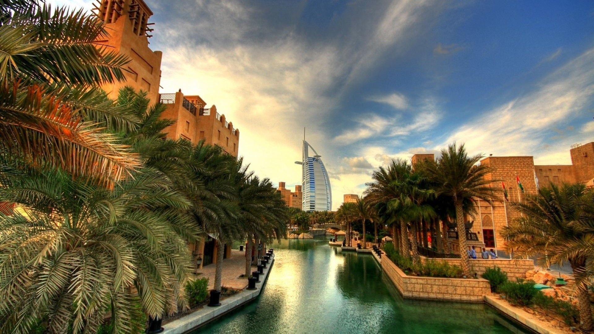 Burj Al Arab Palm Trees City 1920x1080