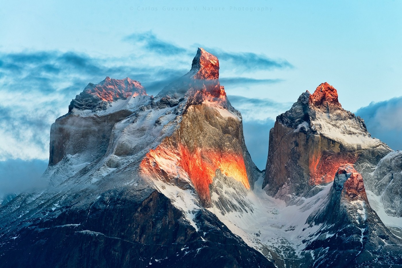 Nature Landscape Mountains Snowy Peak Summit Sunlight Torres Del Paine National Park Chile 1400x934