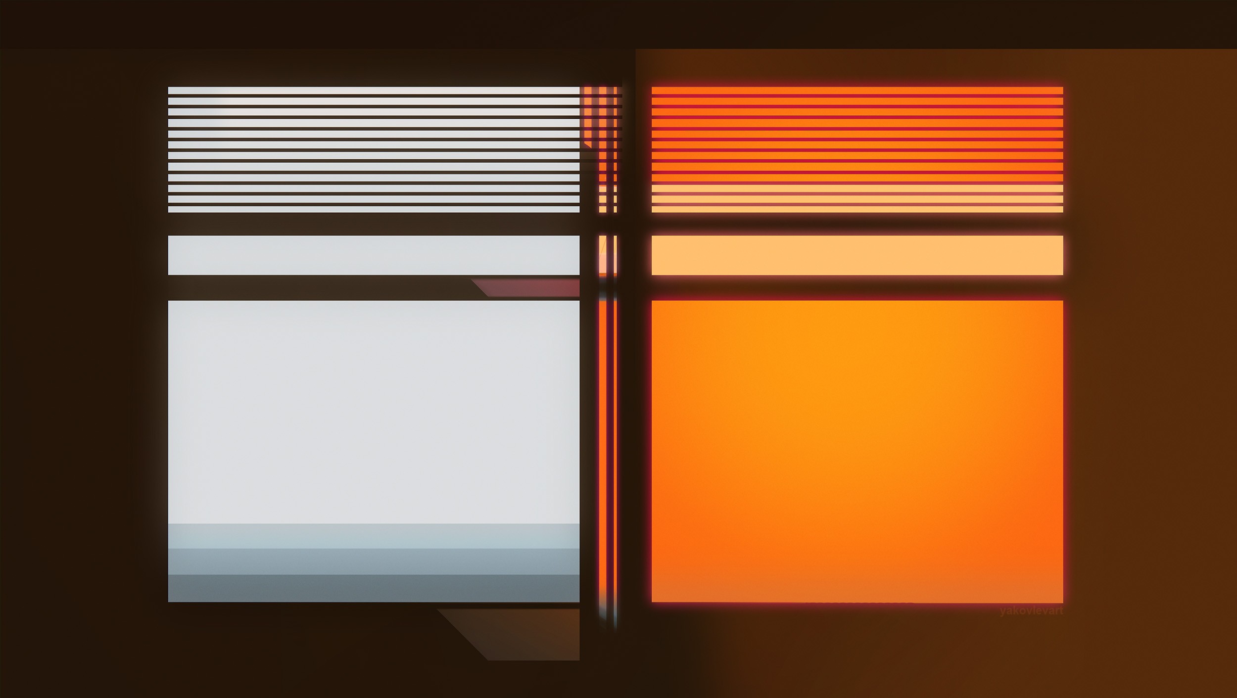 Minimalism Digital Lighting Window Warm Colors Geometry 2500x1411