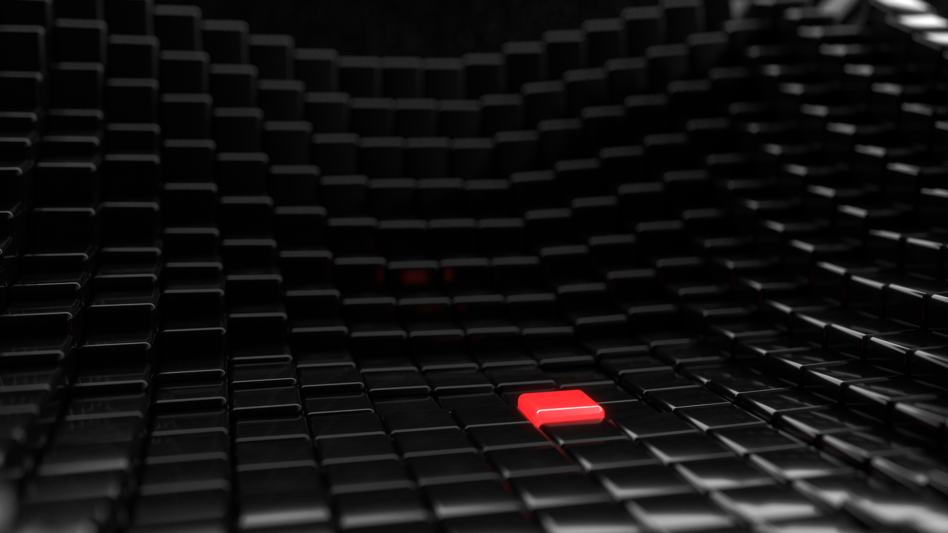 Minimalism Cubic Digital Art Red Black Dark Depth Of Field Glowing 1920x1080