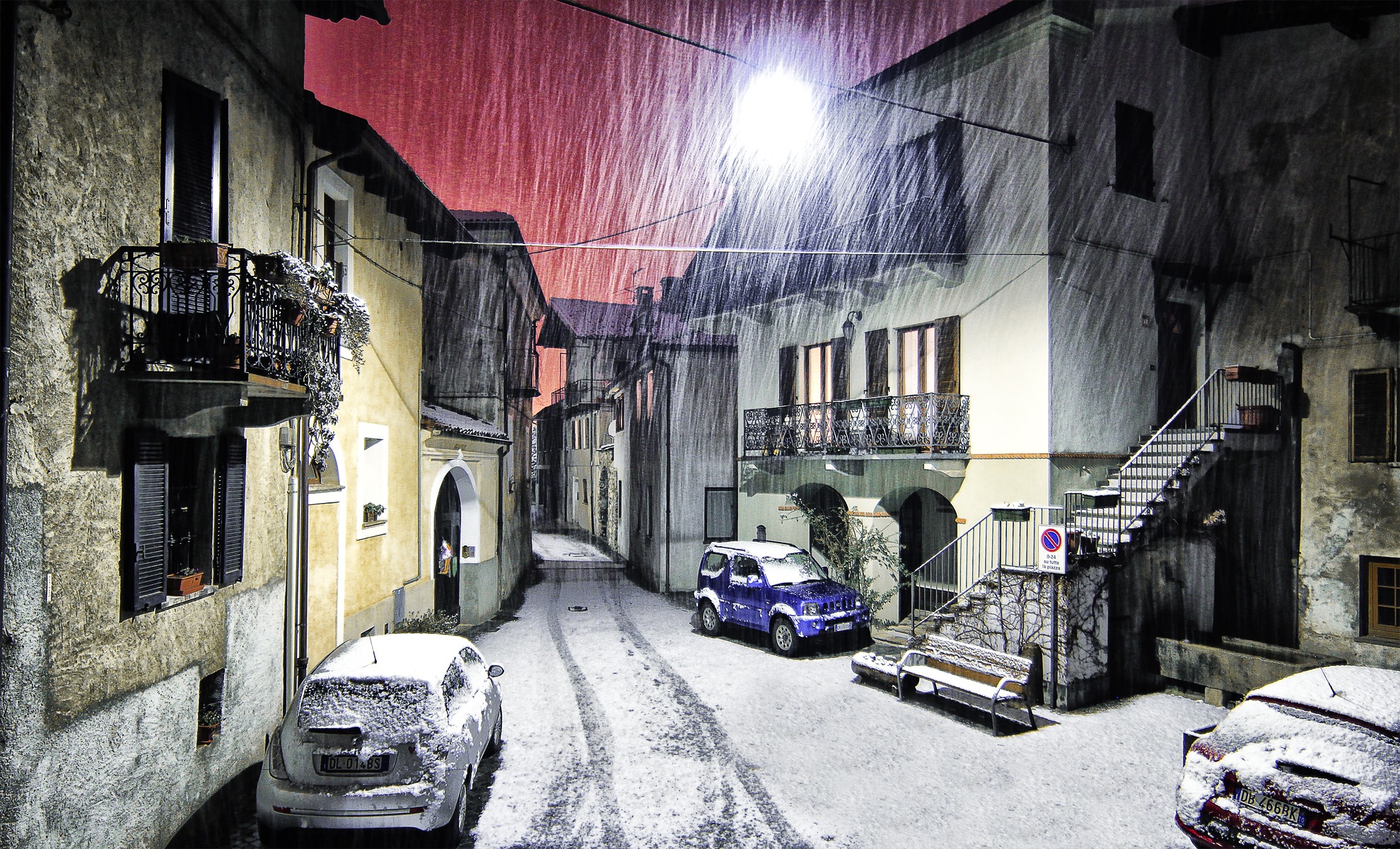 Winter Snow Night Italy Wallpaper Resolution 1980x10 Id Wallha Com