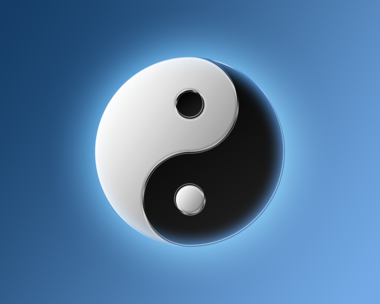 Yin And Yang Symbols Blue Background 1280x1024