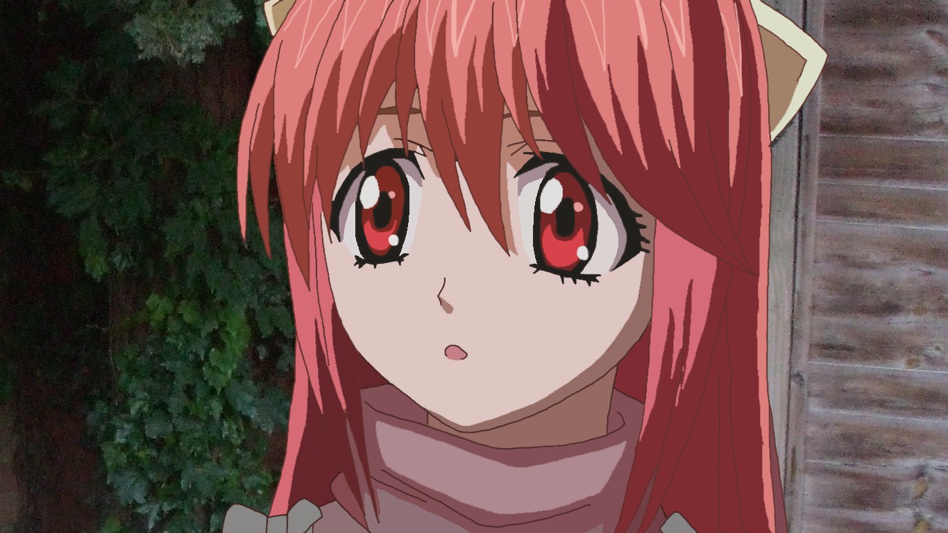 Elfen Lied Anime Anime Girls Pink Hair Red Eyes Nyu 1366x768