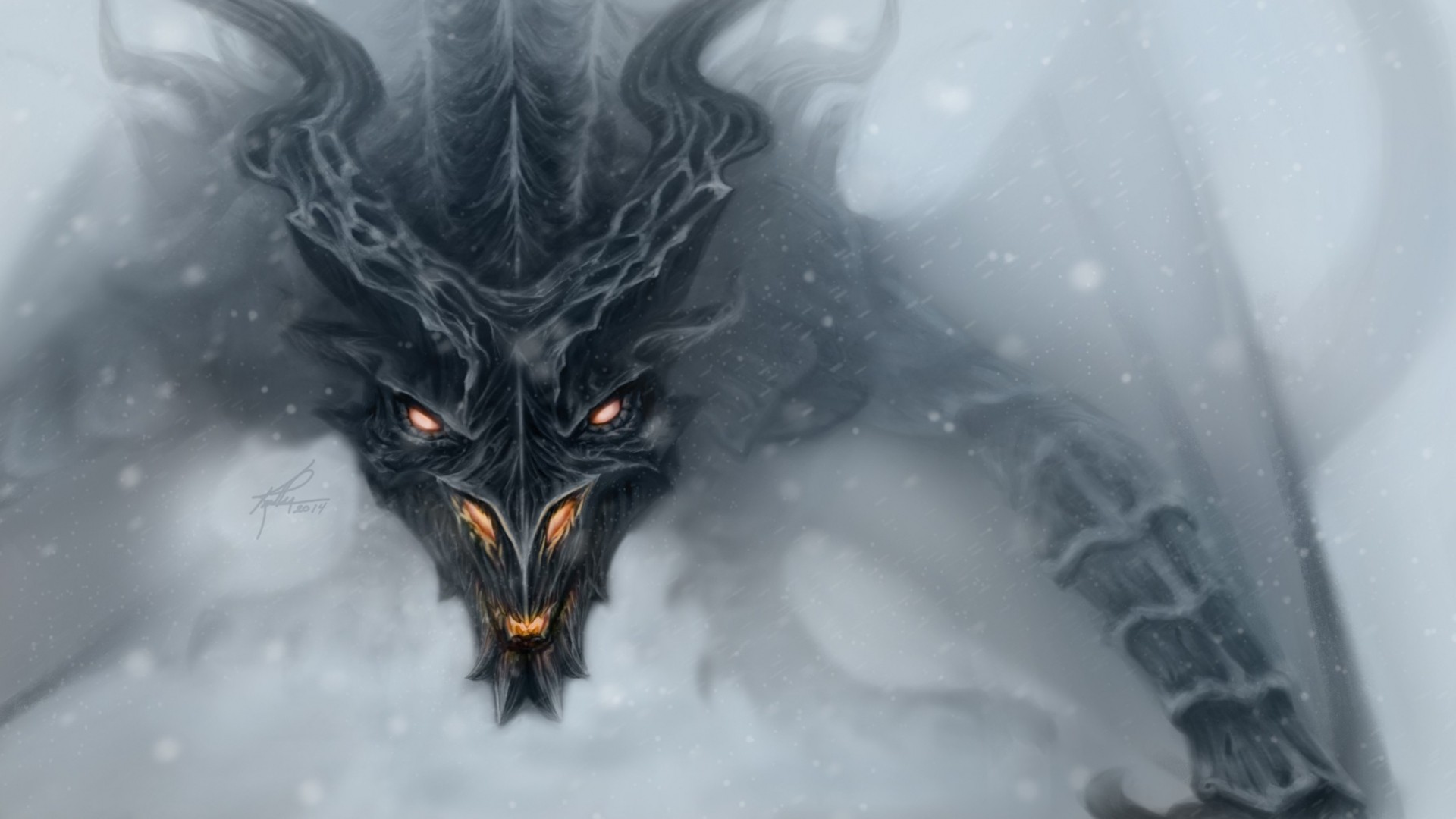 Fantasy Art Dragon Face Wings Dragon Wings Mist 1920x1080