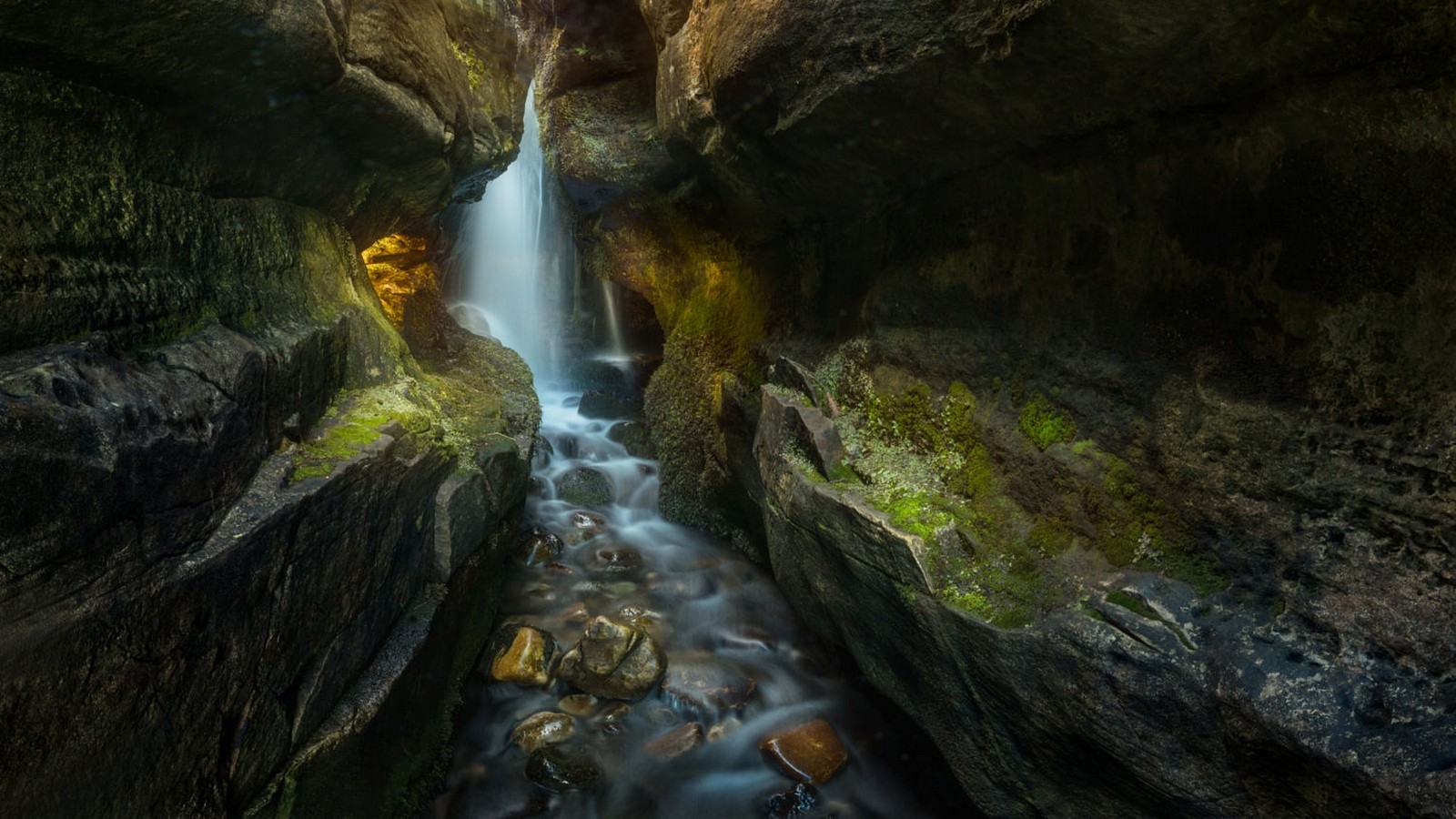 Nature Landscape Waterfall Gorge Moss Canyon Long Exposure Scotland Stream 1600x900