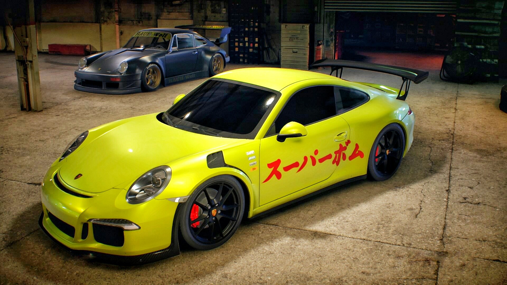 Need For Speed Car Video Games Garages Porsche Porsche 911 Carrera S Porsche 911 GT3 RS Yellow Cars 1920x1080