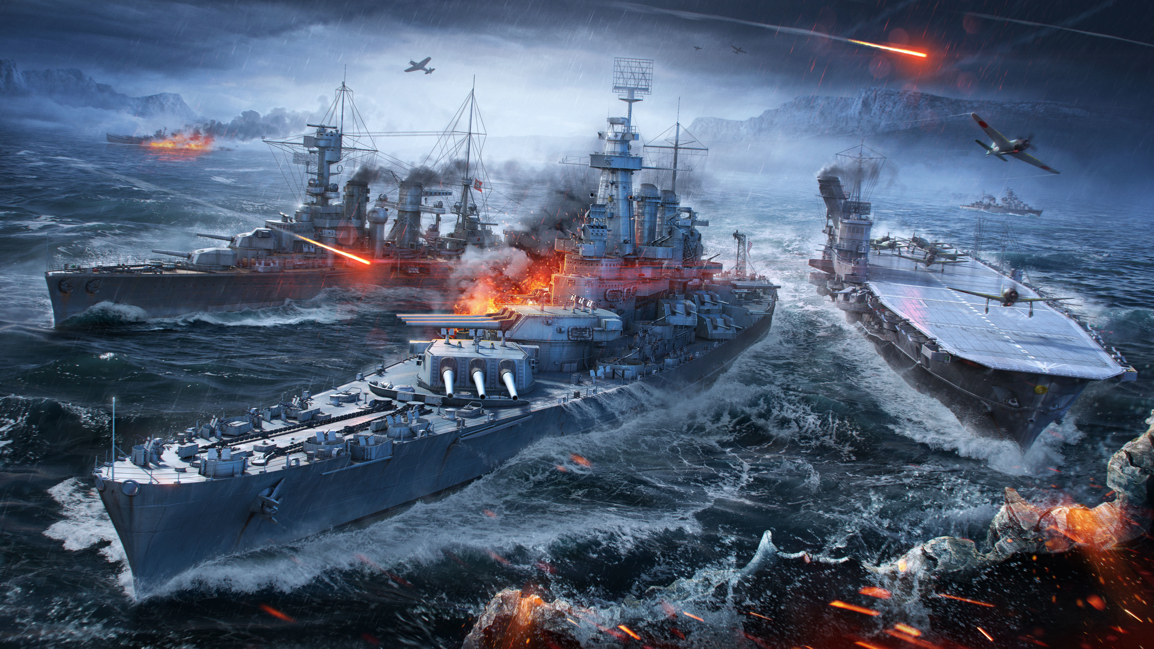 Sea Battleships World Of Warships PC Gaming Video Games Ship Video Game Art War 3840x2160