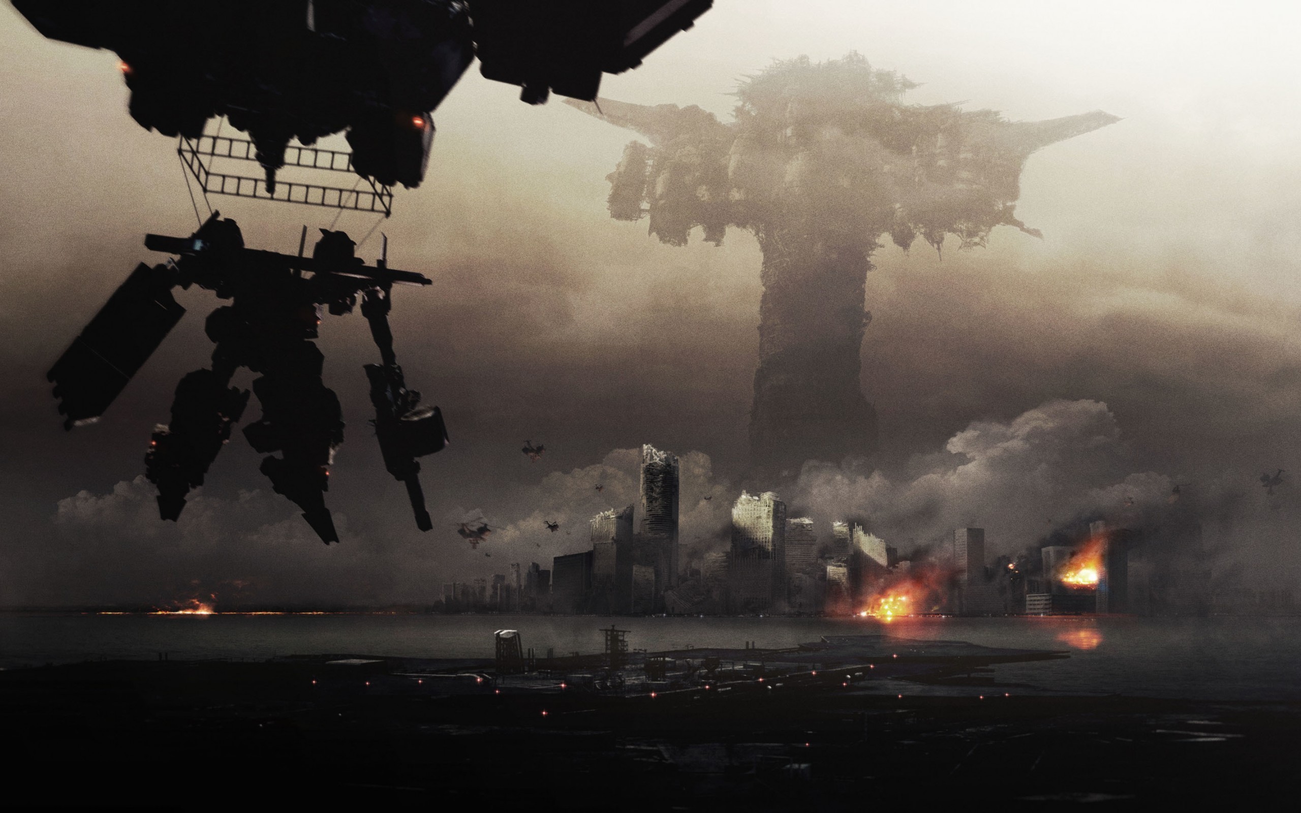Artwork Robot War Apocalyptic City Armored Core Mech Science Fiction Cityscape 2560x1600