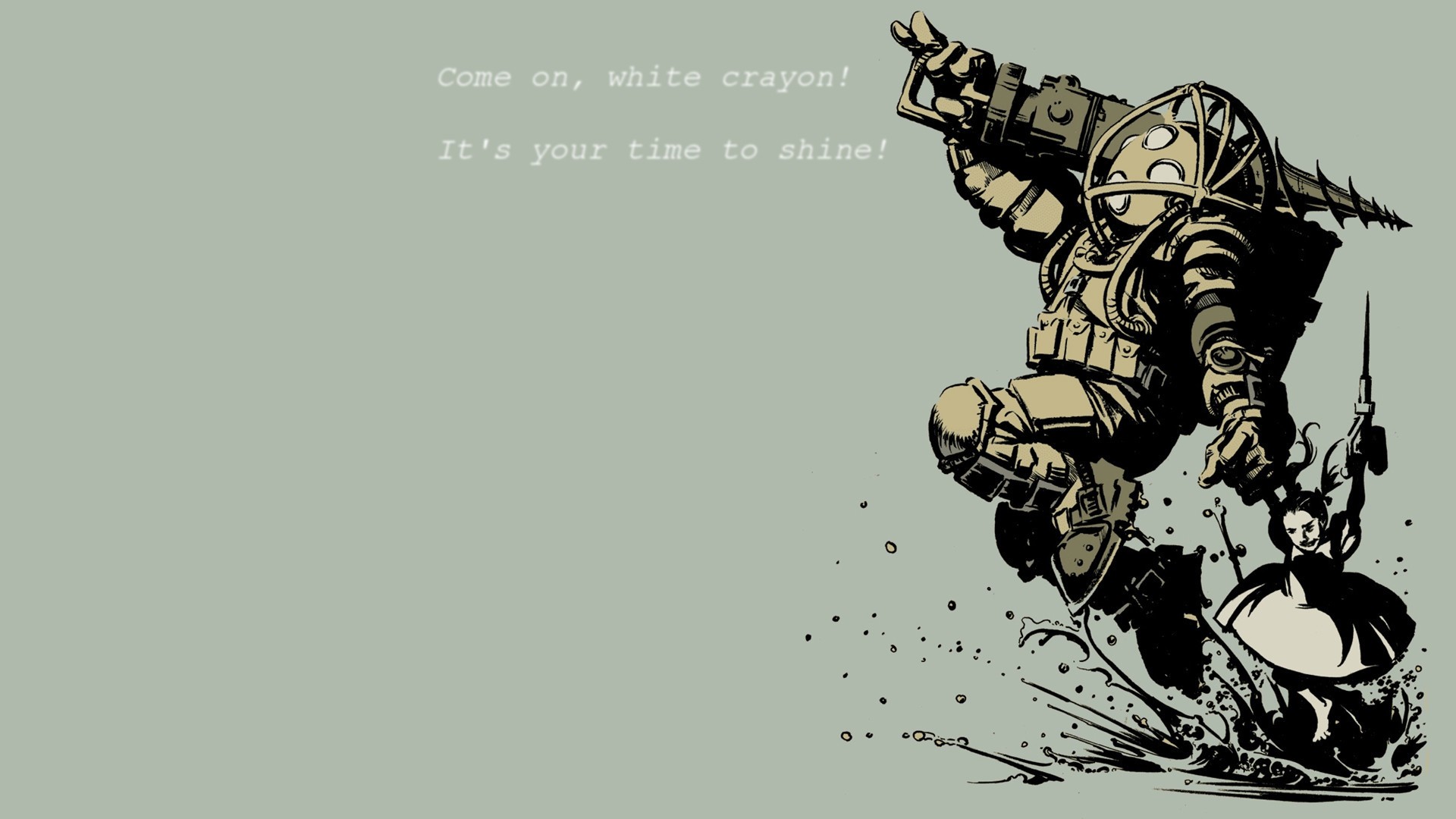 Big Daddy BioShock Little Sister Quote Video Games Simple Background 1920x1080