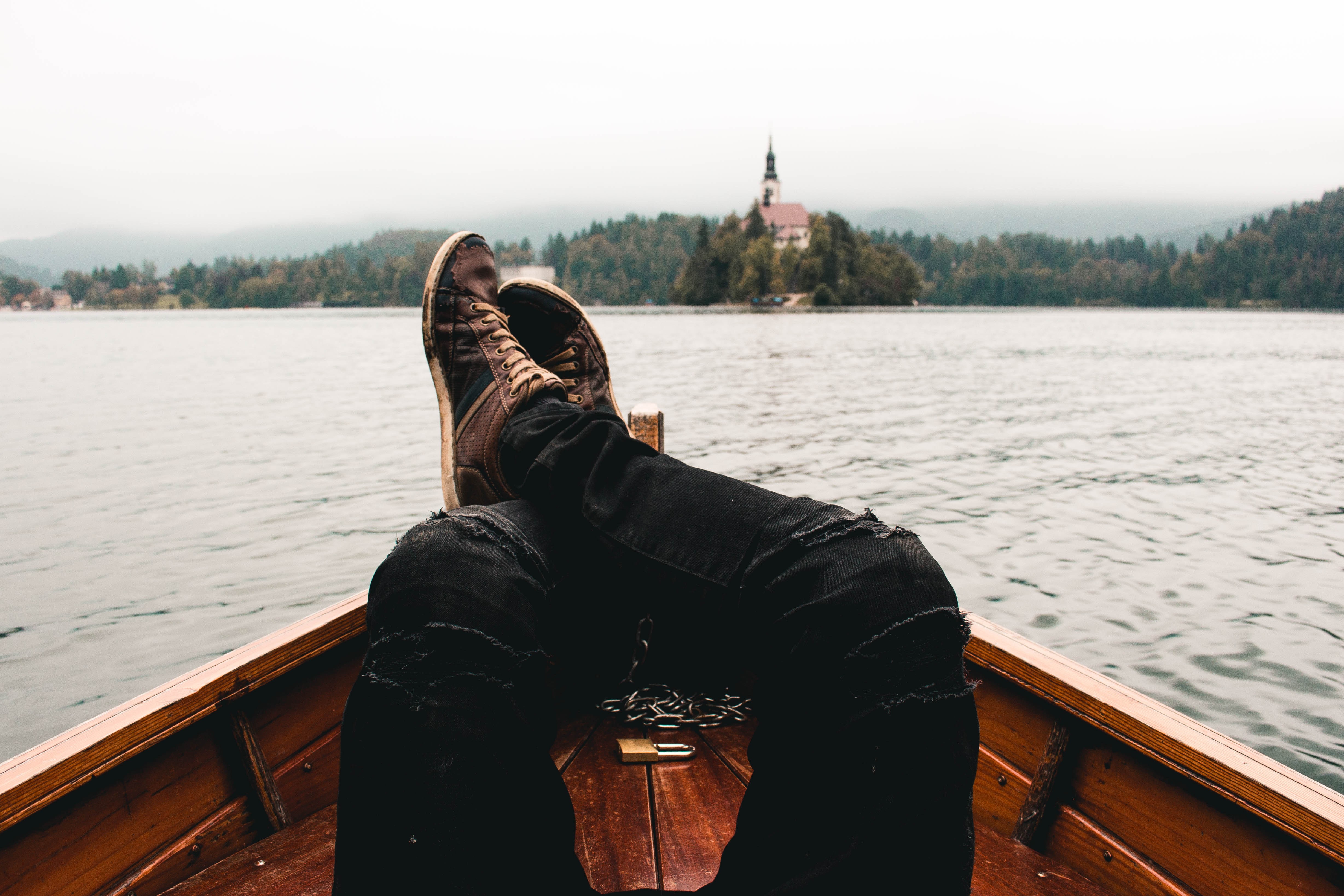 Shoes Boat Sea Chapel Island Slovenia Lake Bled European Union Europe 4913x3275