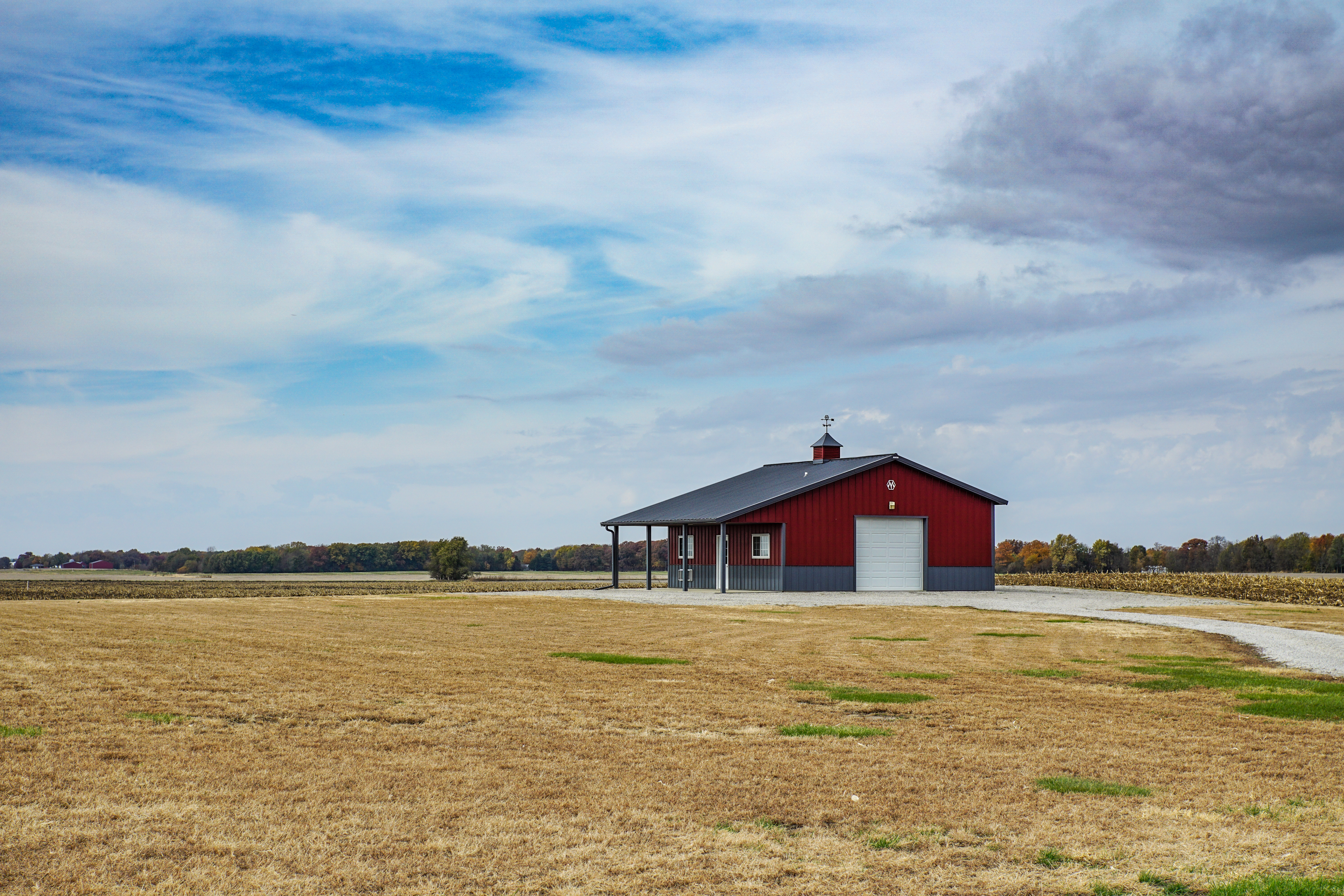 Farm House Landscape Sky Field 6000x4000