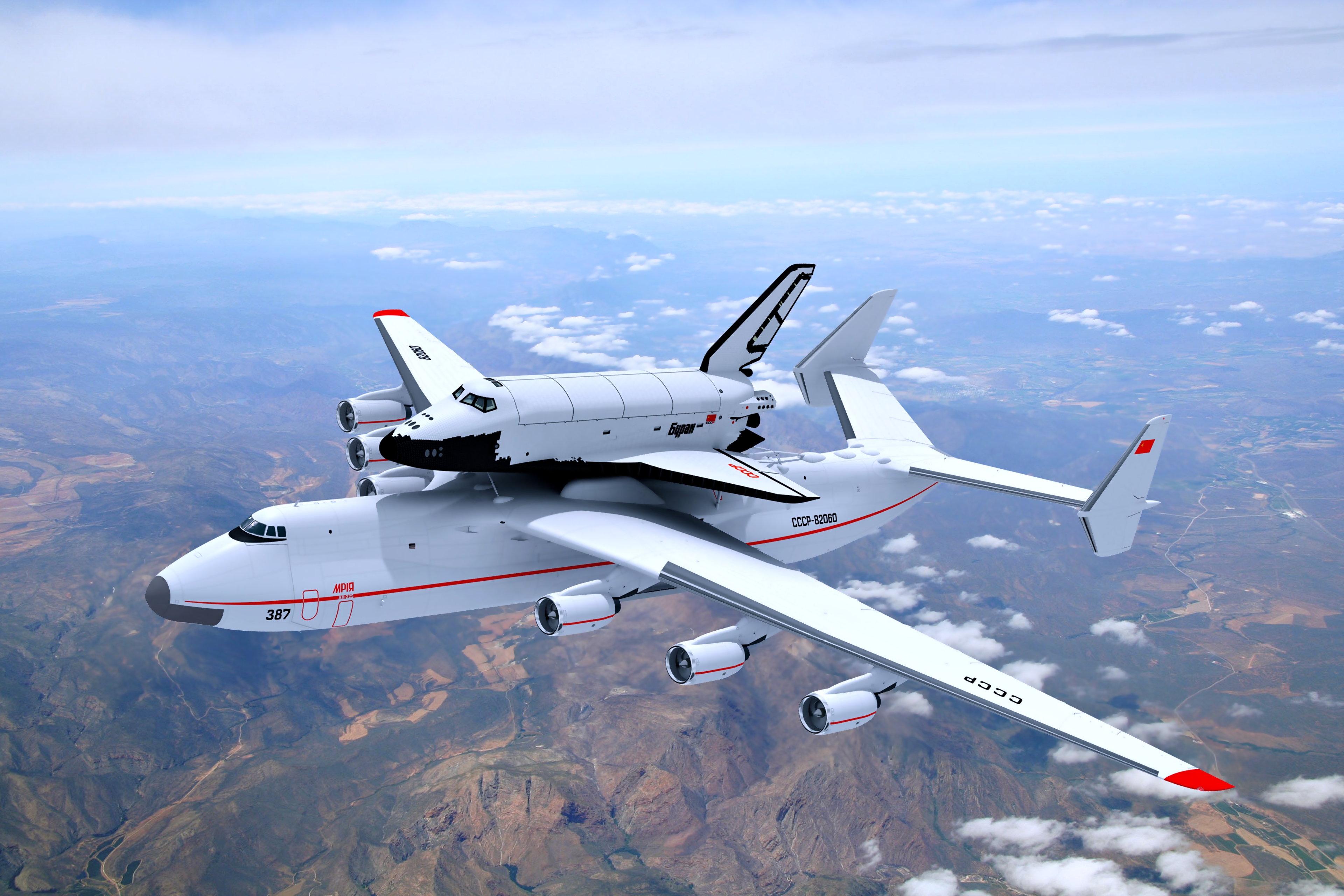 Airplane Shuttle Landscape Space 3840x2560