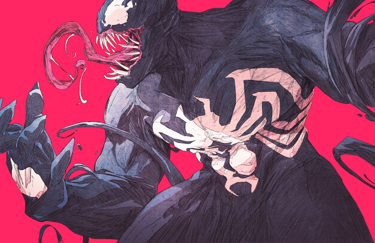 Chun Lo Venom Marvel Comics Pink Background Spider Man 1544x1000