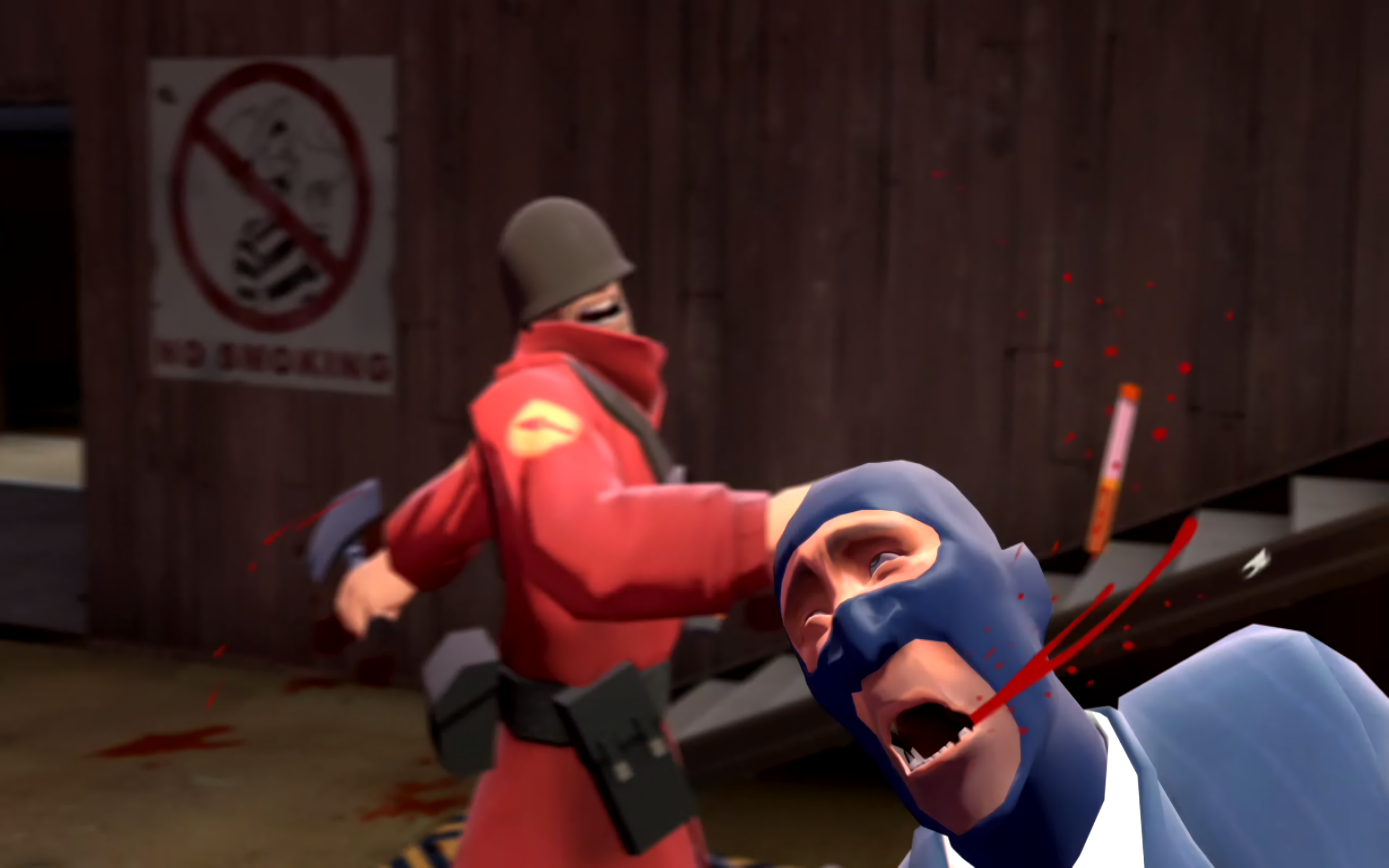 Team Fortress 2 Team Fortress Cigarette Blood Humor 2304x1440