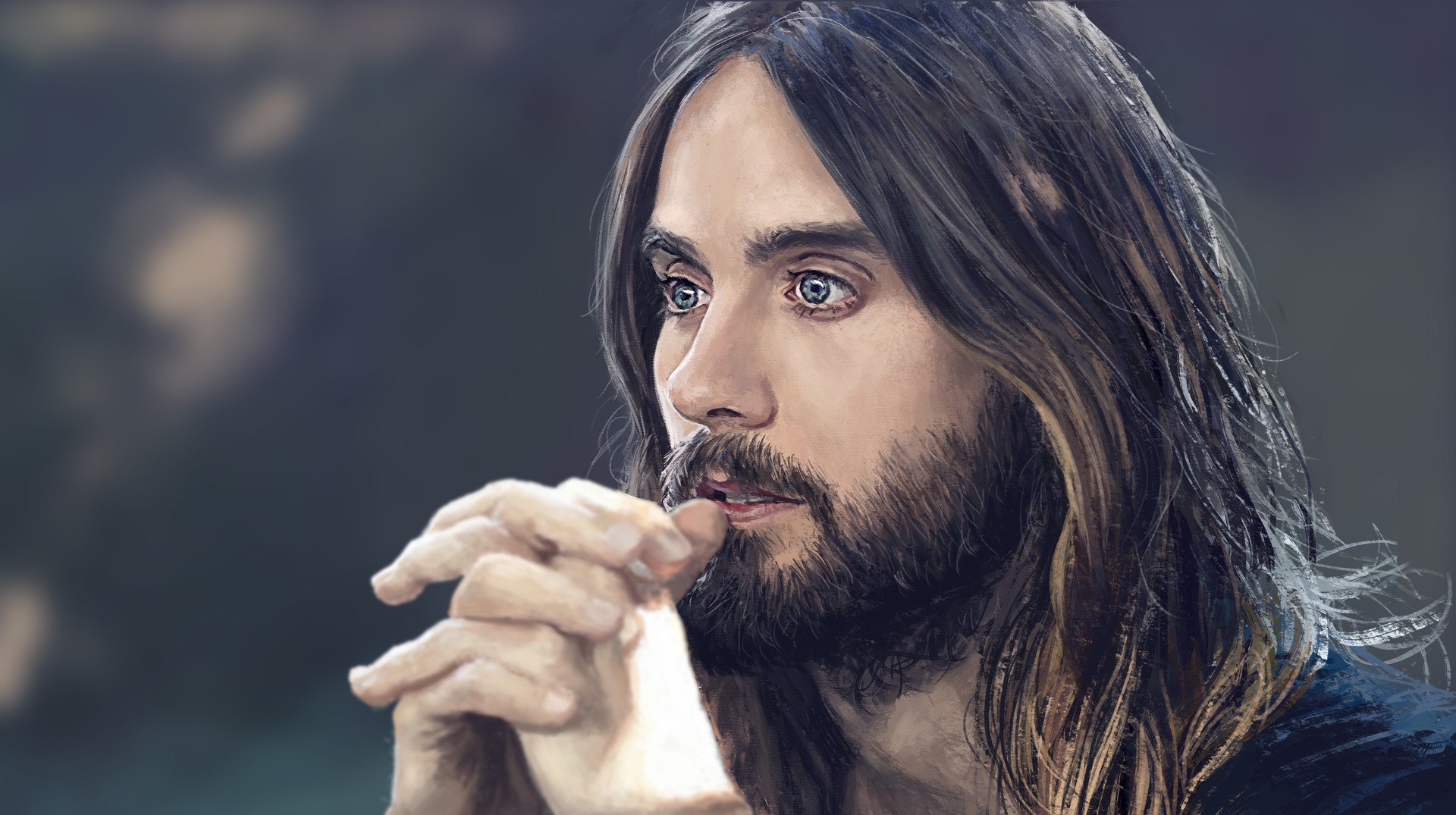 Digital Art Long Hair Band Jared Leto Actor Thirty Seconds To Mars 1920x1075