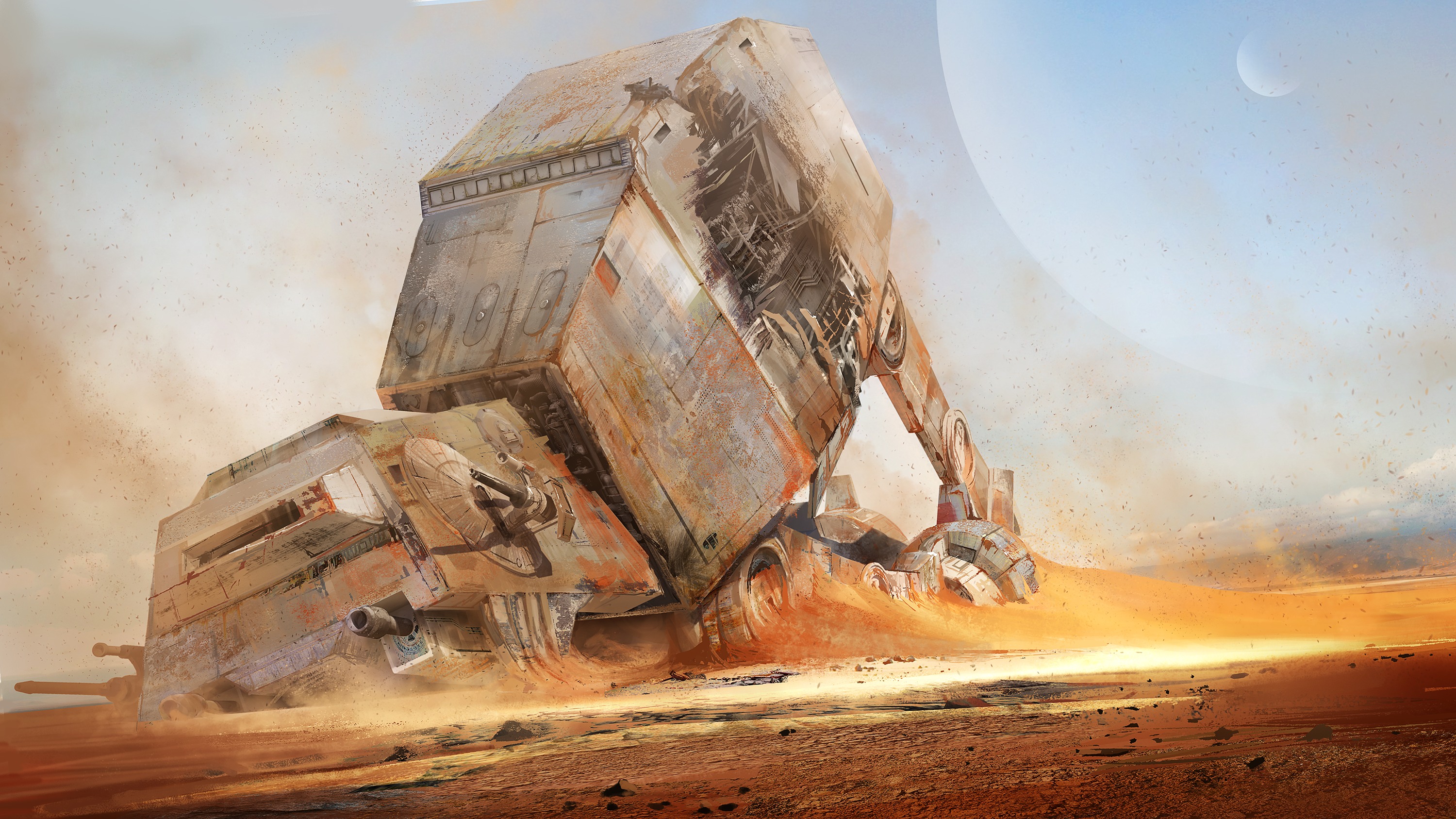 Star Wars Robot Planet Desert AT AT Walker 3000x1687