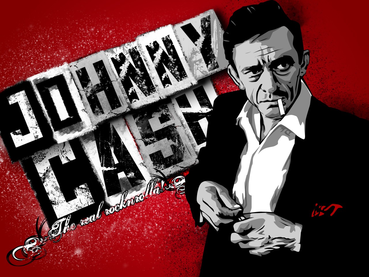 Johnny Cash Music Musician Red Artwork 1280x960