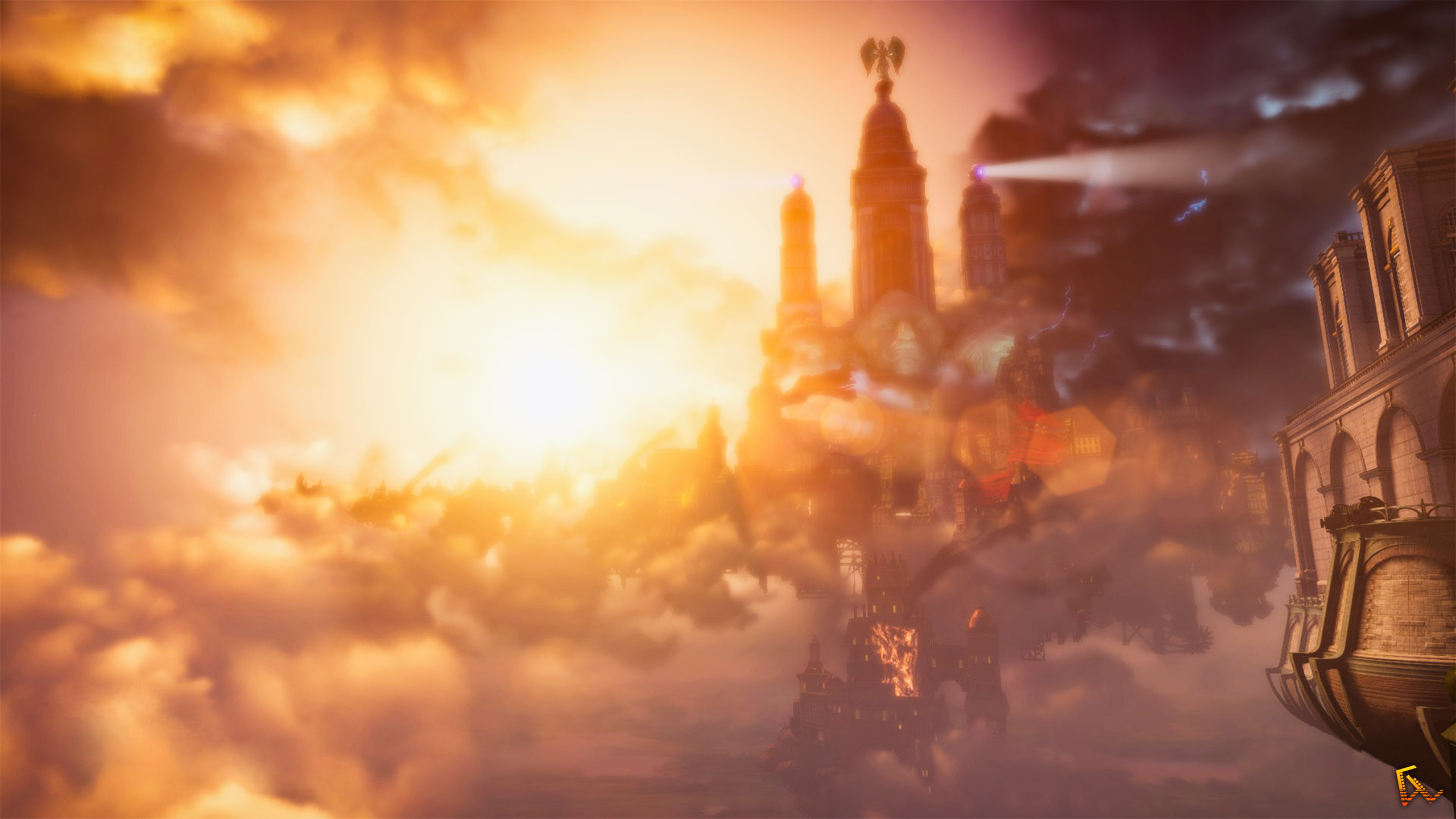 BioShock BioShock Infinite Columbia Video Games Screen Shot Clouds Cityscape Landscape Sun Rays Phot 2560x1440