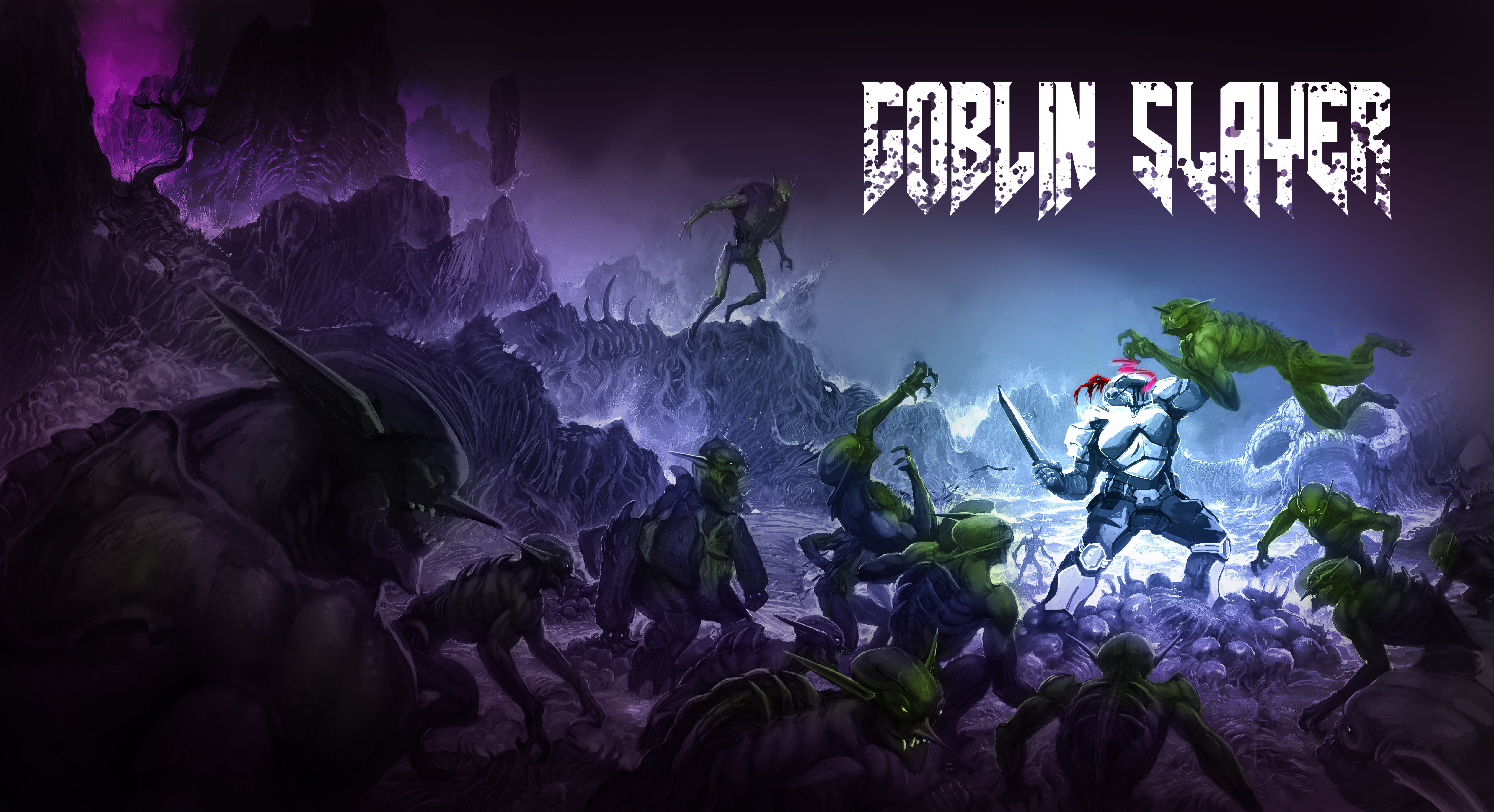 Doom Game Doom 2016 Video Game Art Crossover Goblin Slayer Digital Art Fan Art 2D Fantasy Armor Fant 5060x2752
