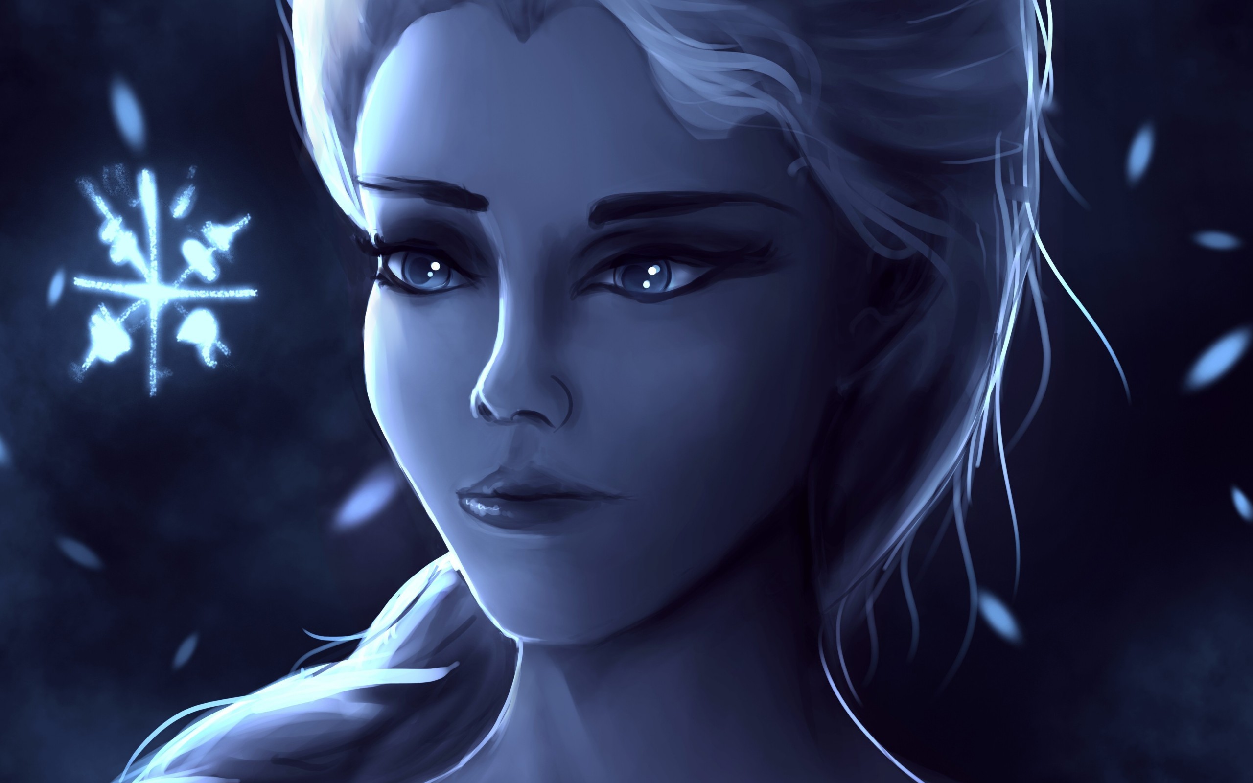 Princess Elsa Fantasy Girl Blue Disney Fantasy Art 2560x1600