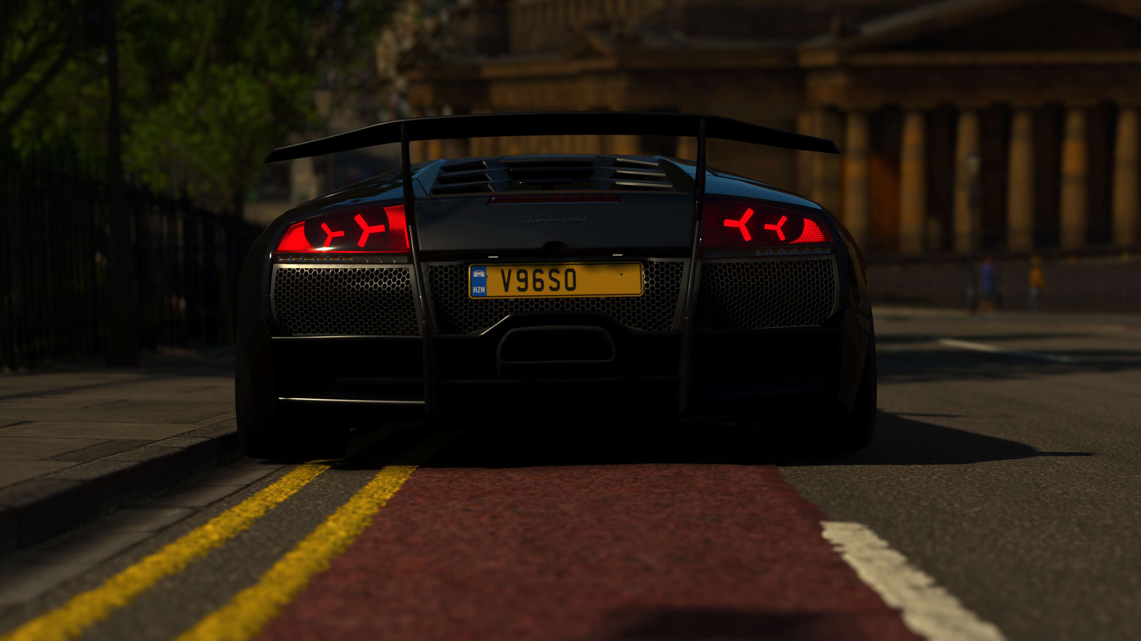 Forza Horizon 4 XboxOneX Video Games Black Cars Screen Shot Lamborghini Murcielago Lamborghini Murci 3840x2160