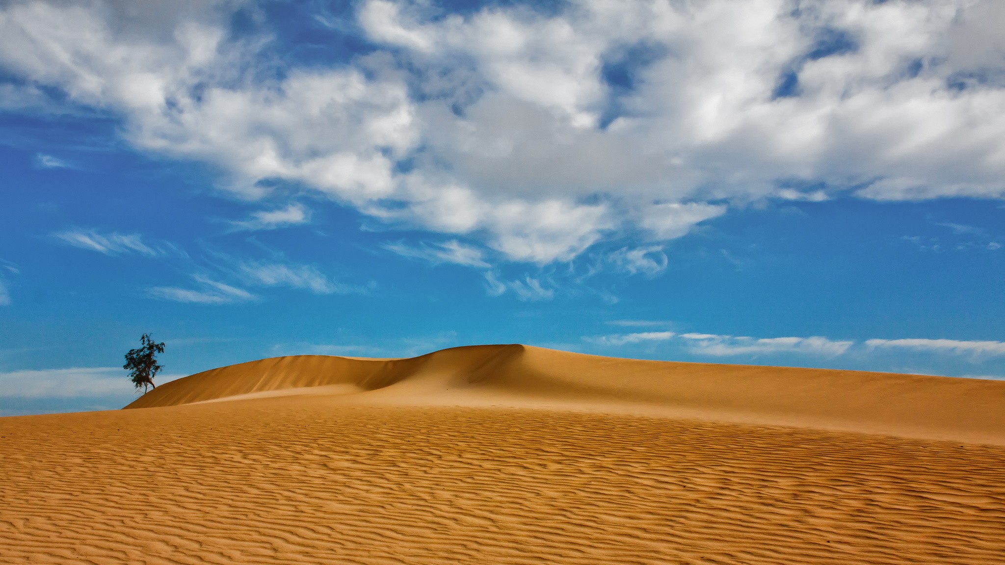Desert Landscape Dunes Sand Clouds Canary Islands 2048x1152