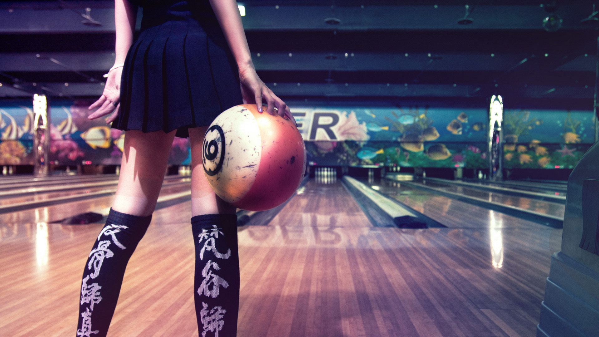 Women Model Photography Asian Bowling 1920x1080