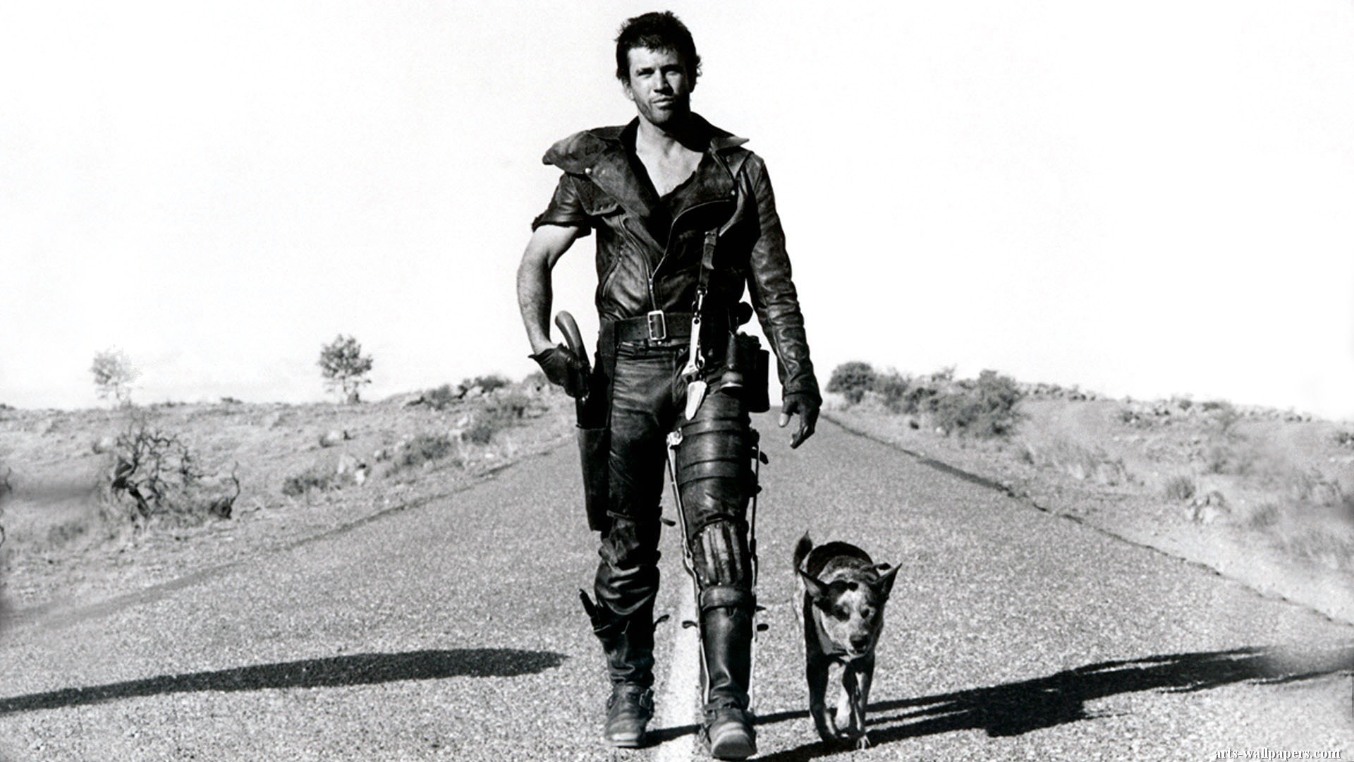Mad Max Mel Gibson 1980s Movies Dog History Monochrome Road 1920x1080