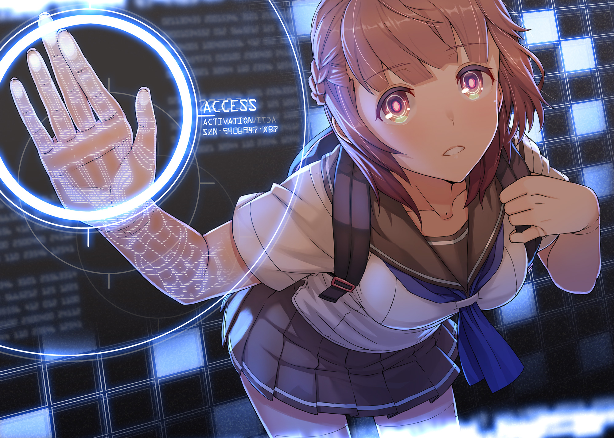 Anime Anime Girls Brunette Schoolgirl School Uniform Cyber Androids Bionics Fantasy Girl Science Fic 2000x1428