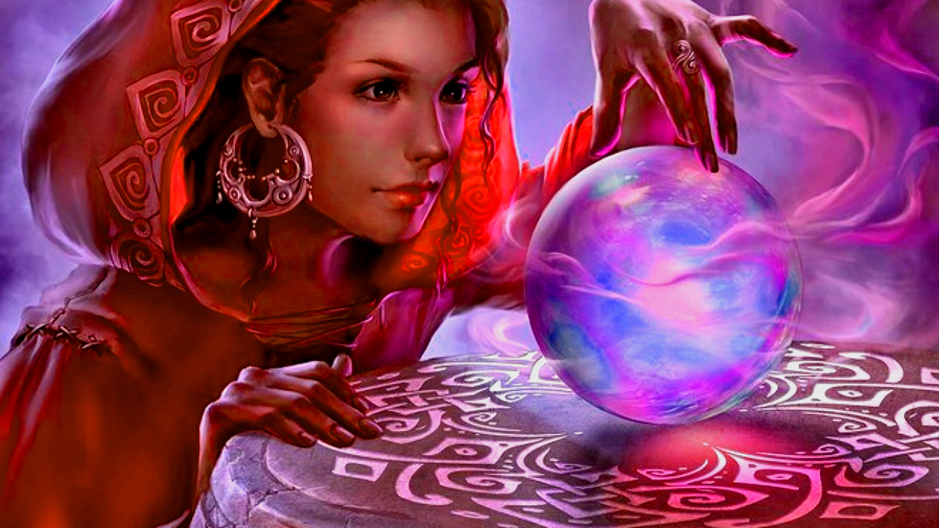 Fantasy Woman Gypsy Crystal Ball 1920x1080